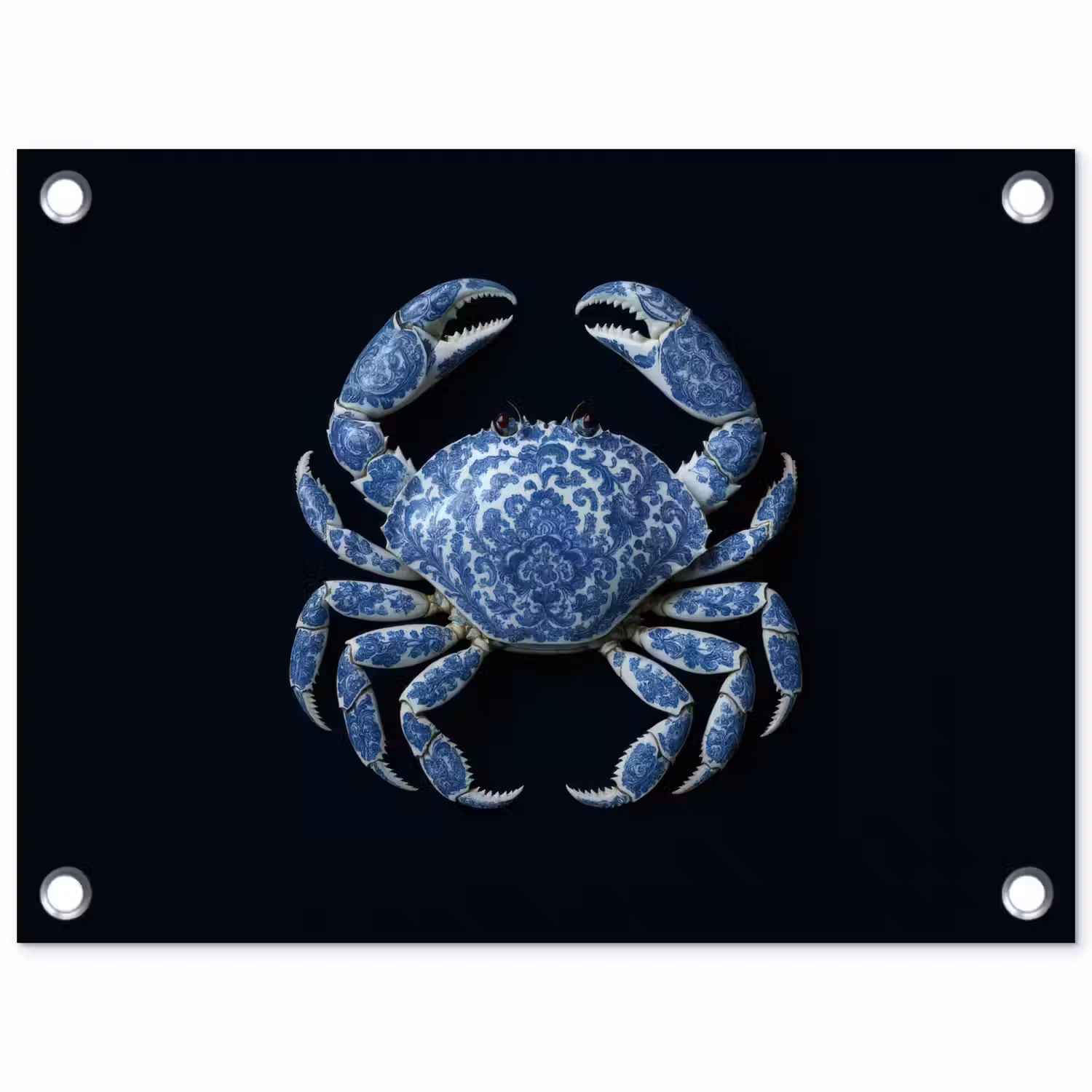 Krab - Delfts blauw - Dieren tuinposter los doek klein -3d