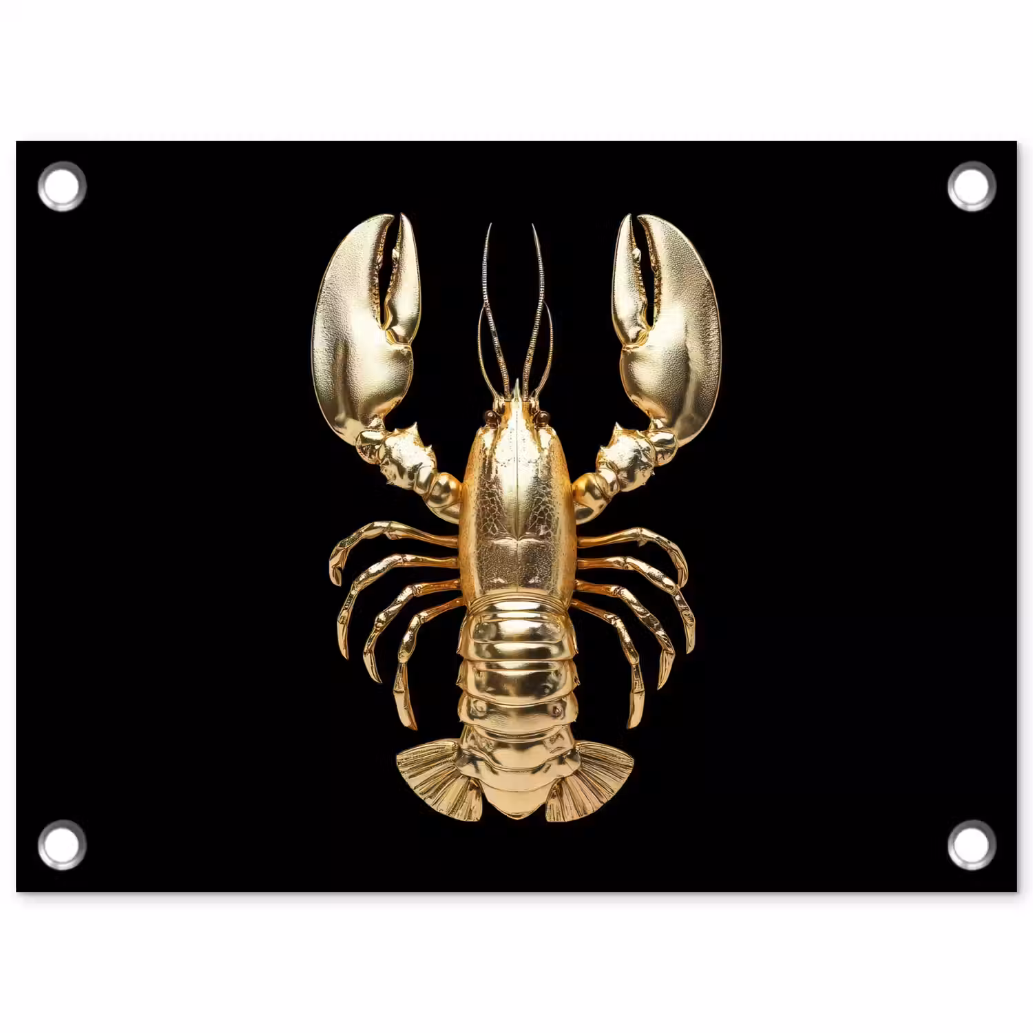 Kreeft - Goud - Textuur - Zwart tuinposter los doek klein -3d
