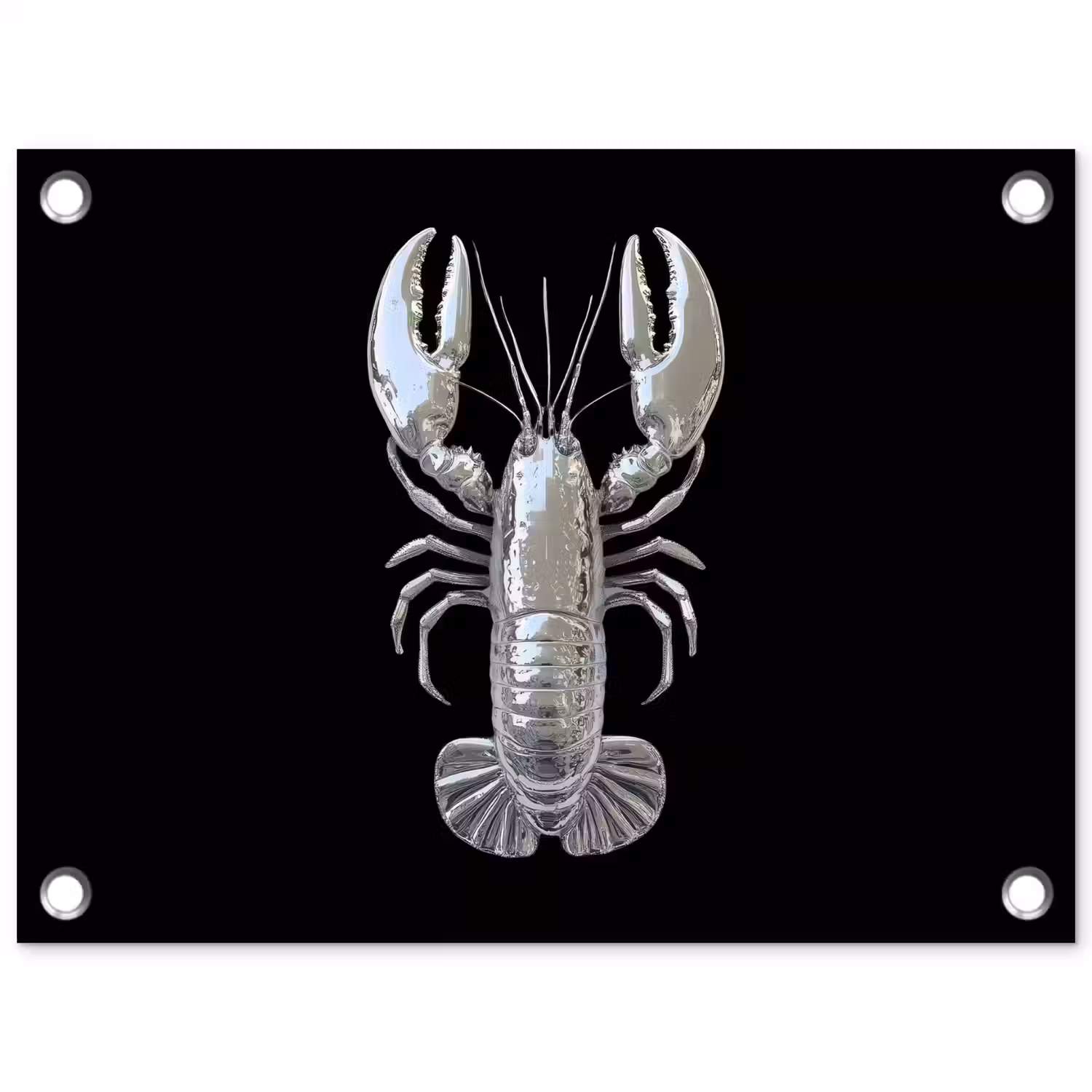 Kreeft - Zilver - Metallic - Luxe tuinposter los doek klein -3d