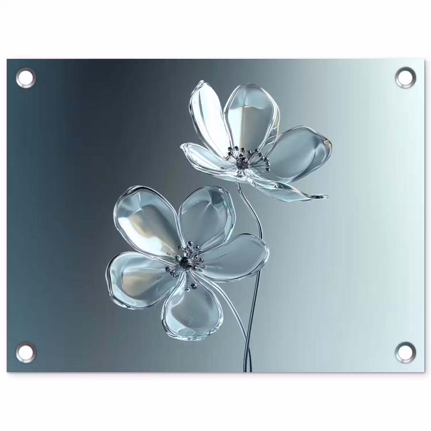 Kristal - Bloemen - Grijs tuinposter los doek klein -3d