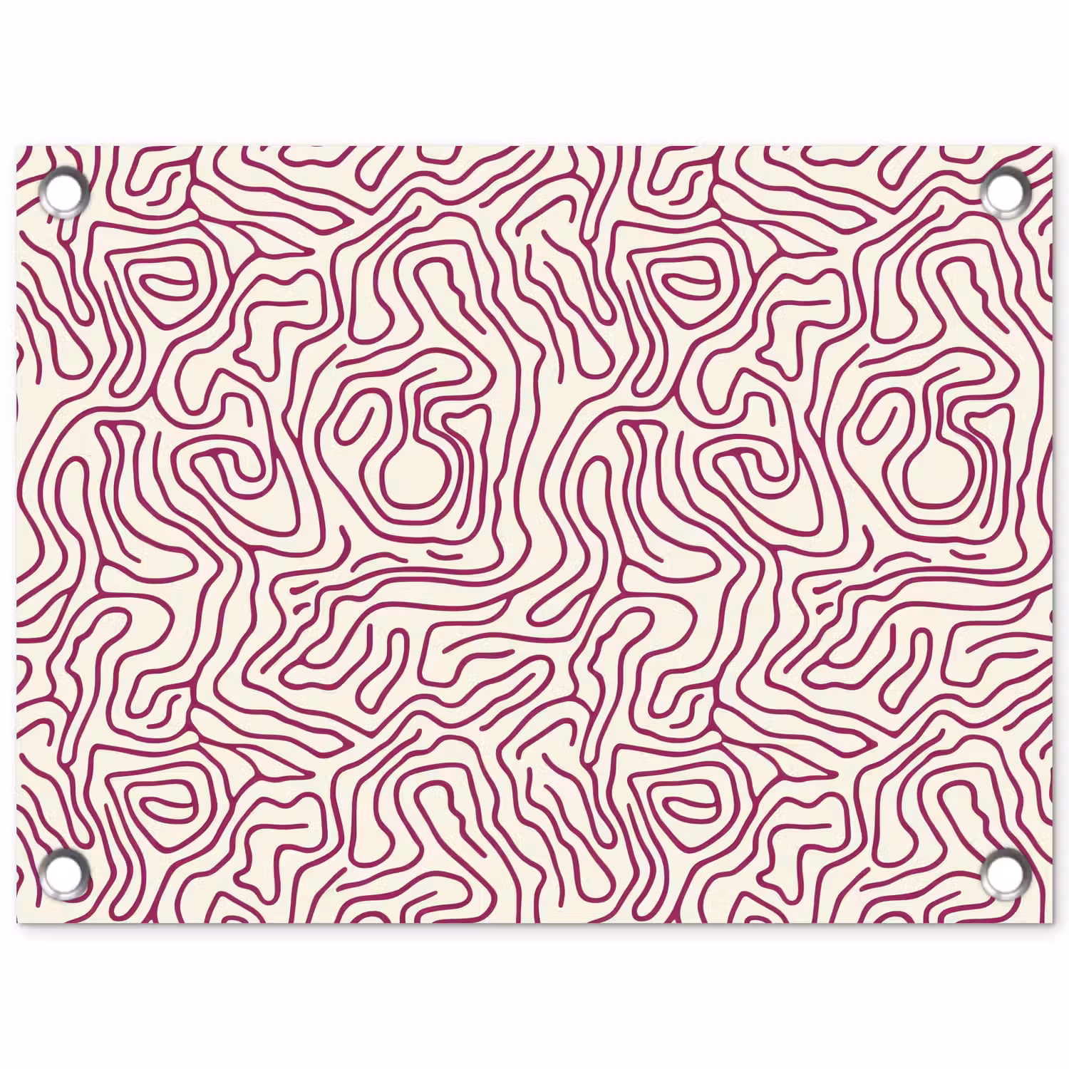 Kronkelende lijn - Magenta - Crème tuinposter los doek klein 239 -3d