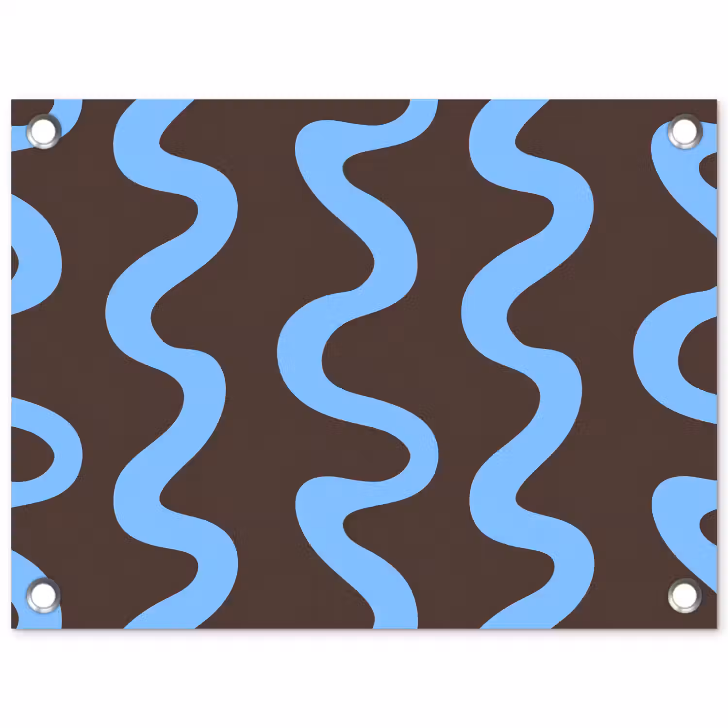 Kronkelende lijnen - Blauw - Bruin - Minimalistisch tuinposter los doek klein 239 -3d