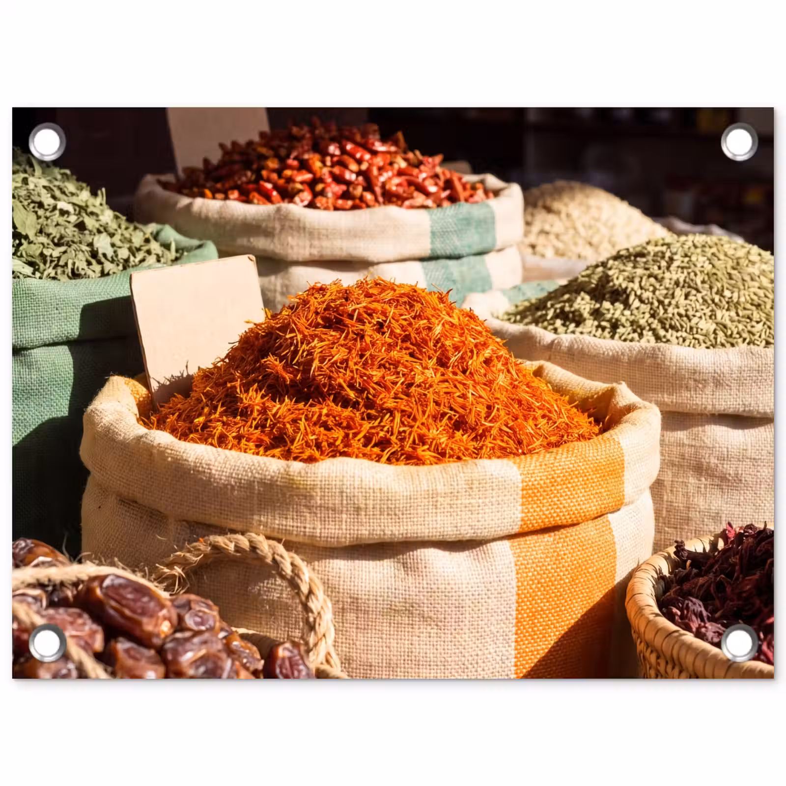 Tuinposter - Kruiden - Markt - Kleurrijk - Kruiden - Markt - Kleurrijk tuinposter los doek klein