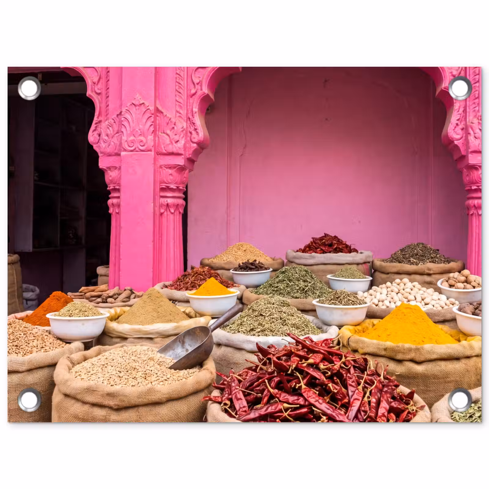 Tuinposter - Kruiden - Markt - Roze - Kruiden - Markt - Roze tuinposter los doek klein