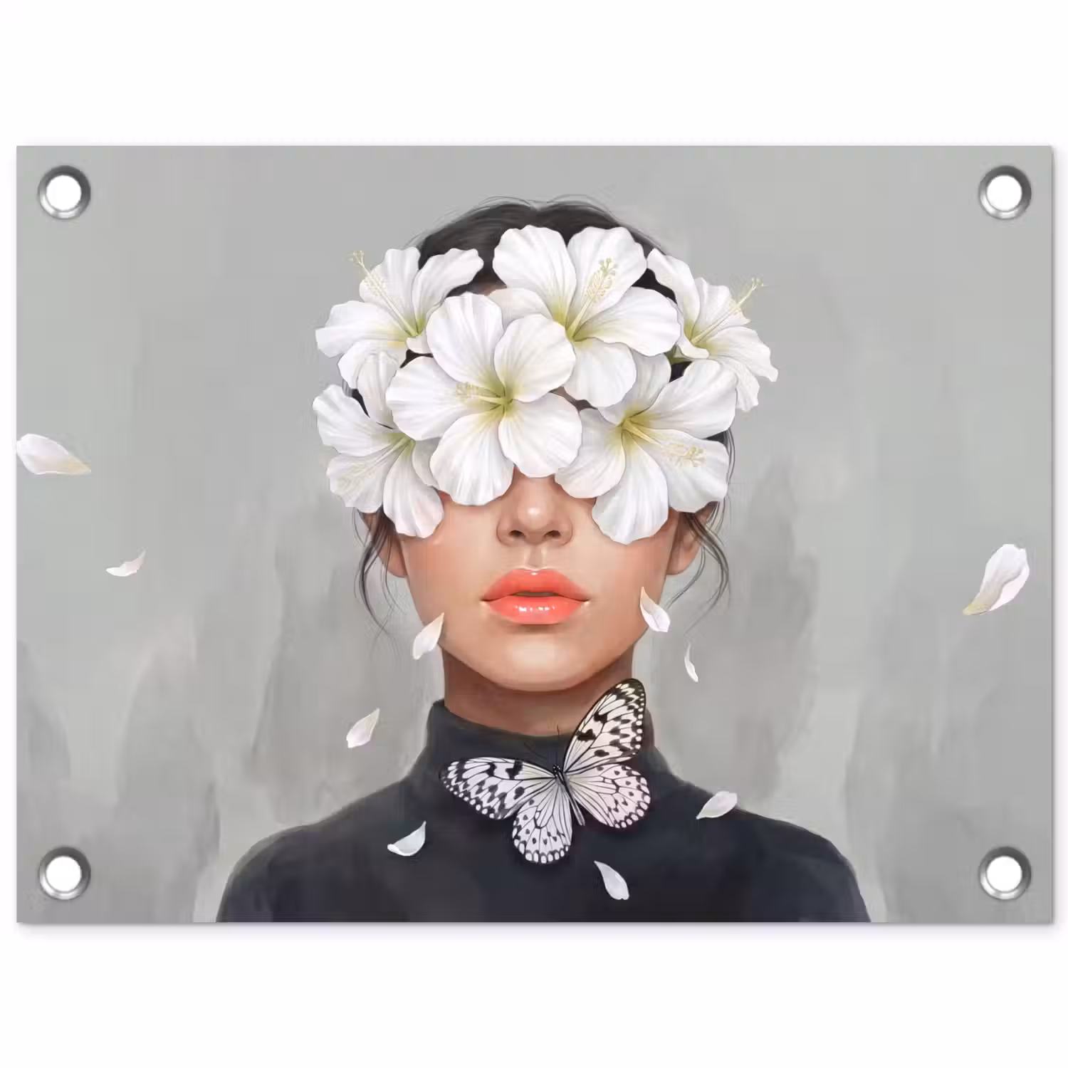 Lelies - Portret - Wit tuinposter los doek klein -3d