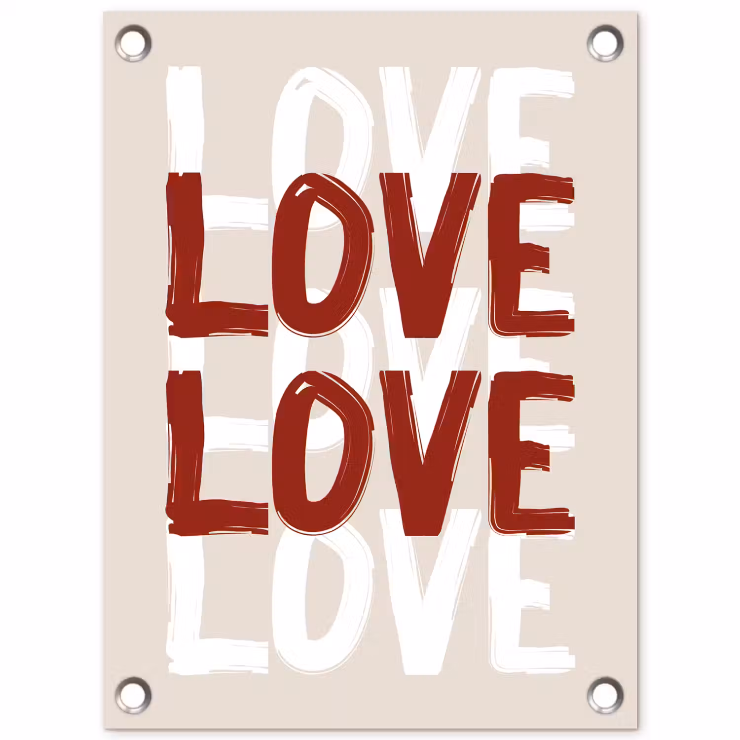 Love - Rood - Tekst tuinposter los doek klein -3d