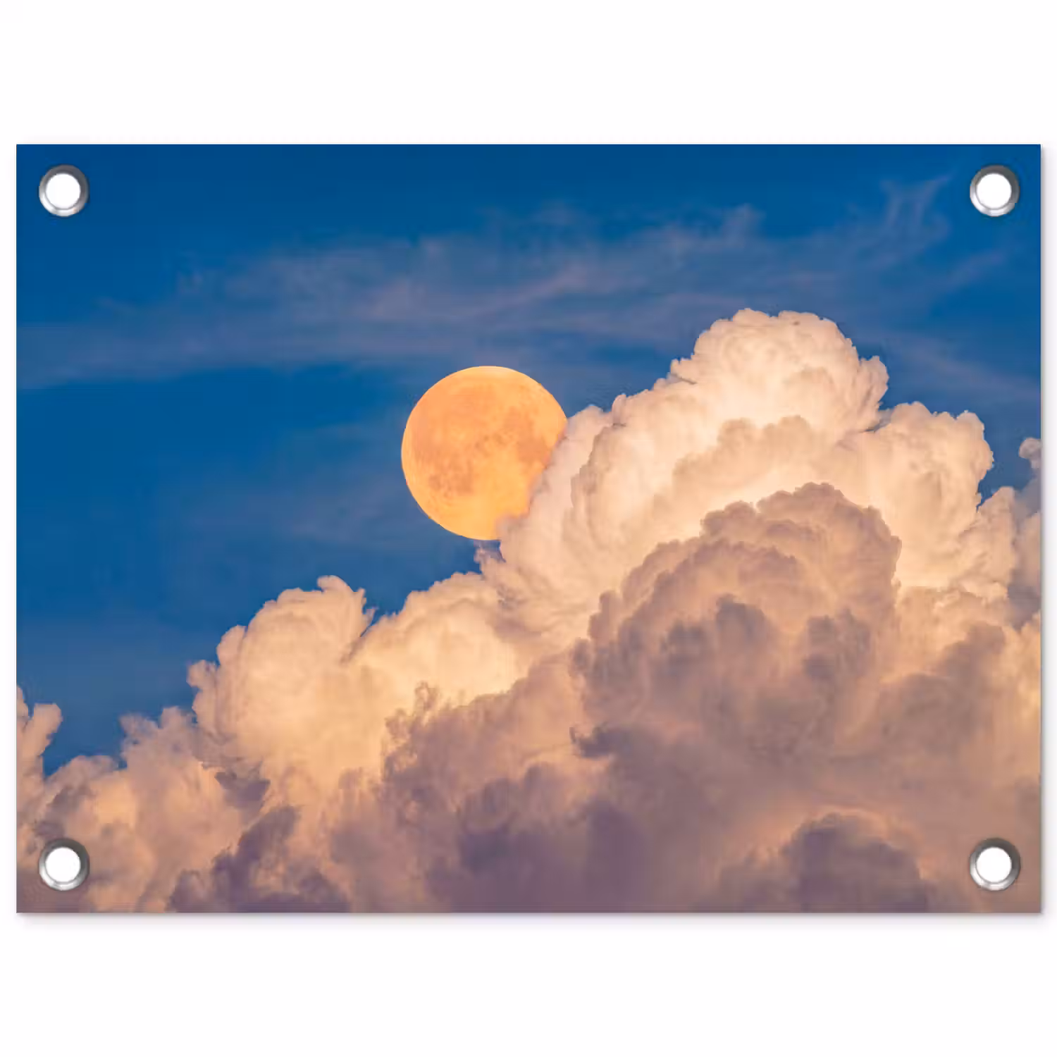 Maan - Wolken - Natuur - Oranje tuinposter los doek klein -3d