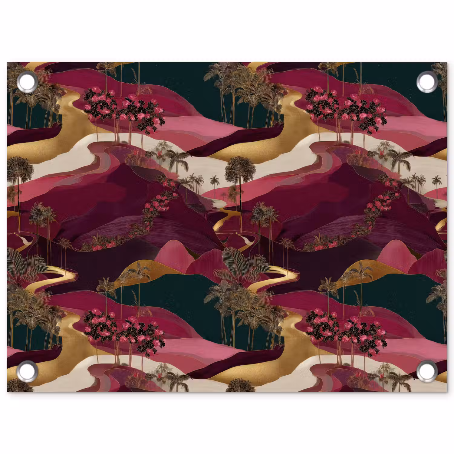 Magisch - Palmbomen - Goud tuinposter los doek klein 239 -3d