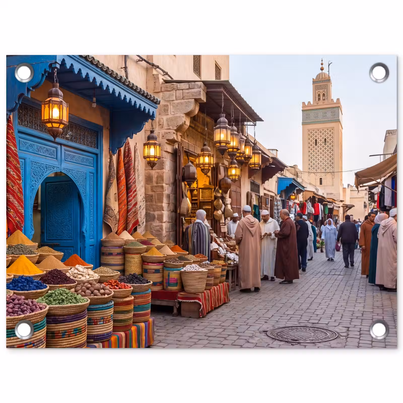 Tuinposter - Markt - Oosters - Kleurrijk - Markt - Oosters - Kleurrijk tuinposter los doek klein