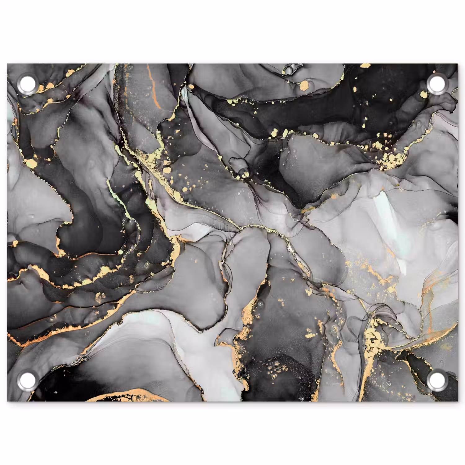 Marmer - Zwart - Goud - Grijs tuinposter los doek klein -3d