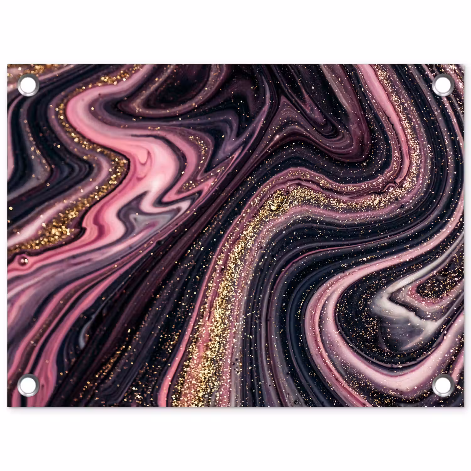 Marmerlook - Roze - Paars - Goud - Luxe - Marmer tuinposter los doek klein -3d