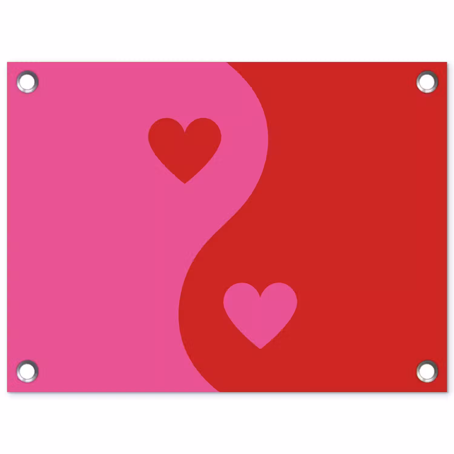 Minimalistisch - Rood - Roze - Hartjes tuinposter los doek klein -3d