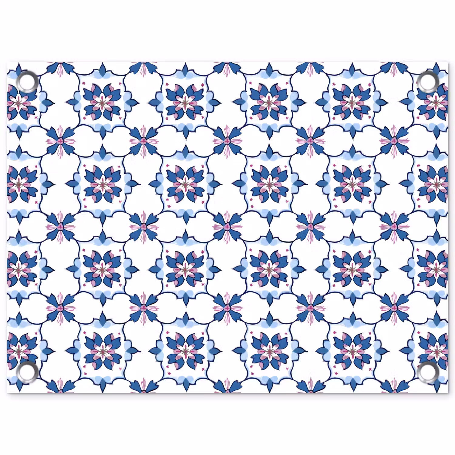 Modern - Patroon - Blauw - Roze tuinposter los doek klein 239 -3d