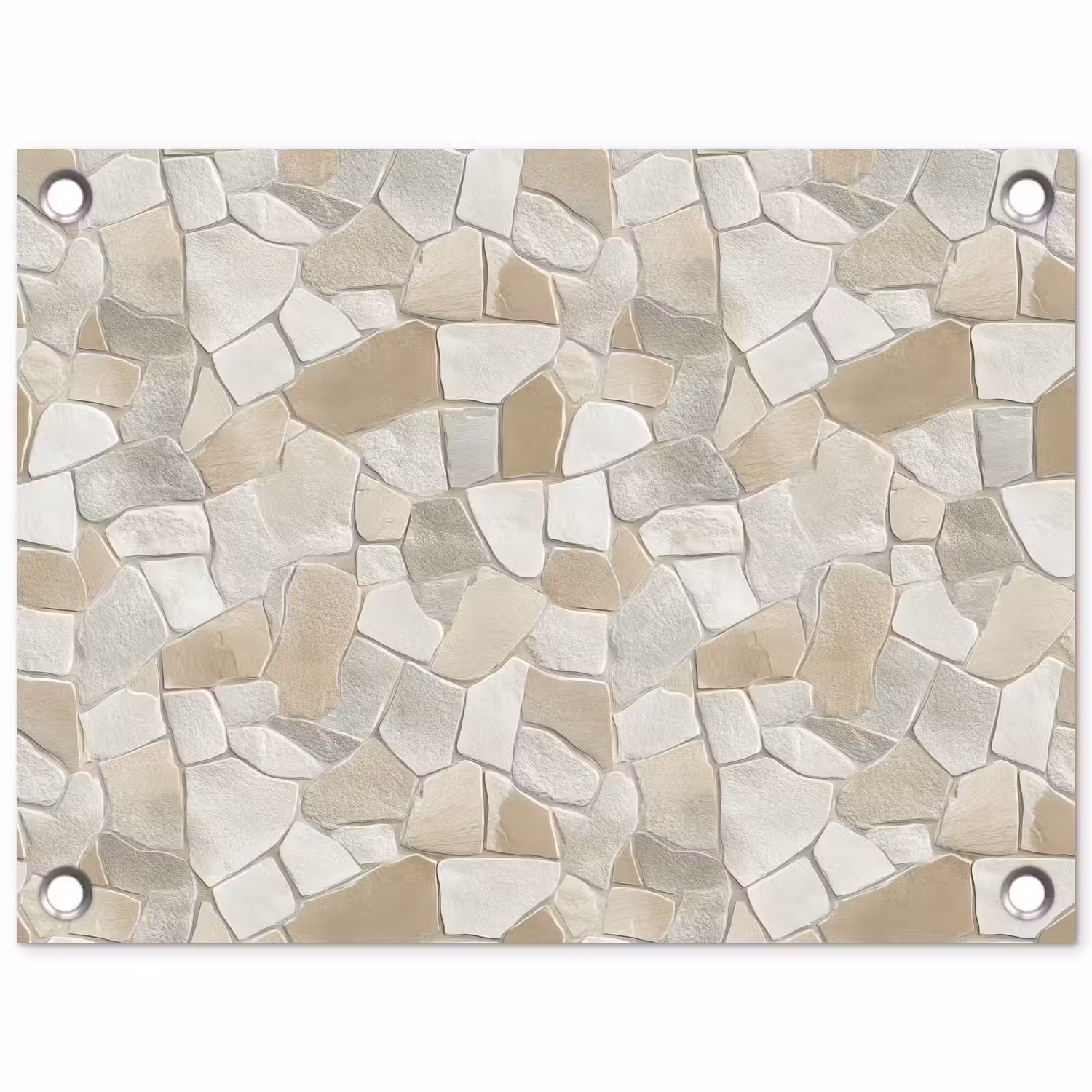 Mozaïek - Stenen - Beige tuinposter los doek klein 239 -3d