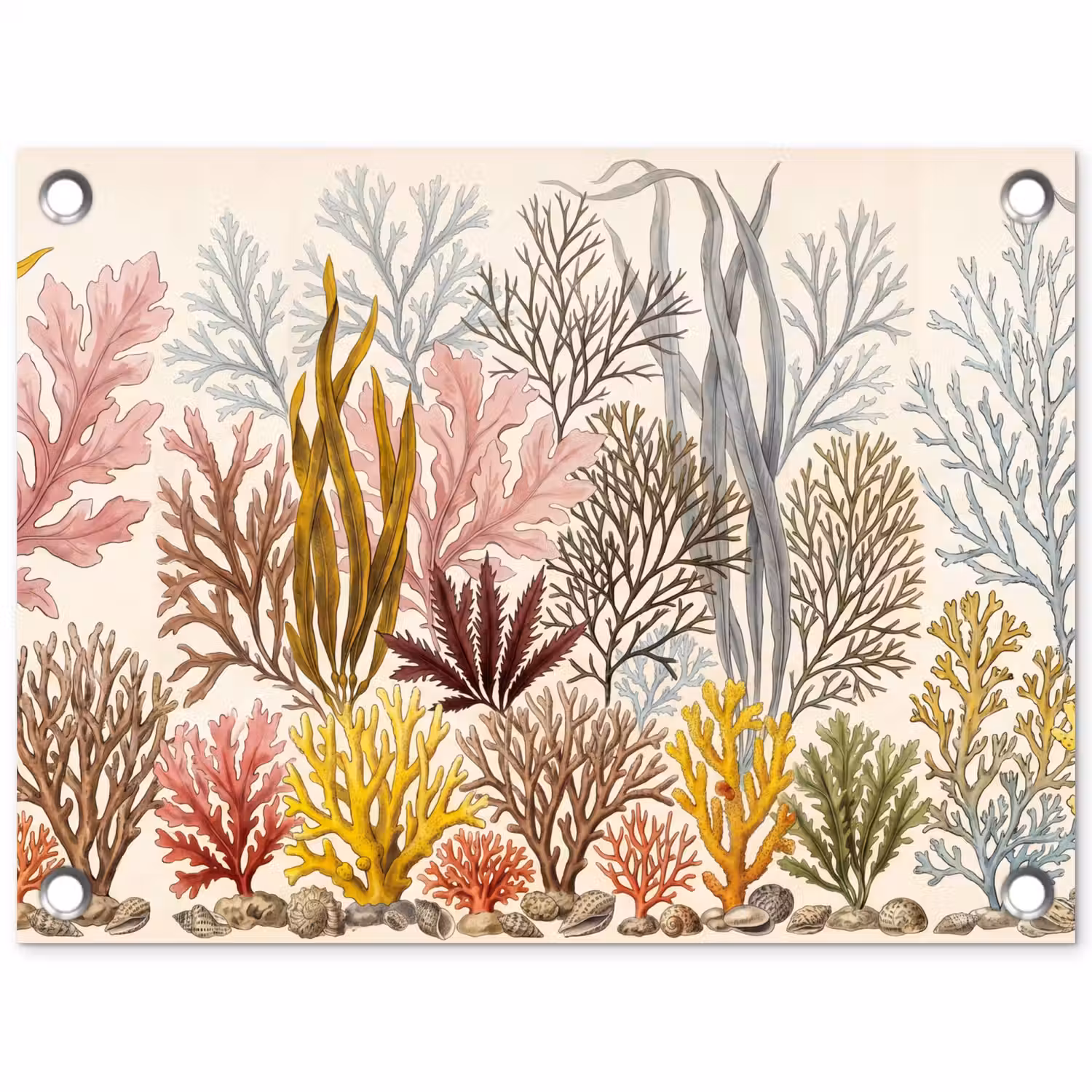 Natuur - Onderwater - Botanisch - Vintage - Kleurrijk tuinposter los doek klein -3d