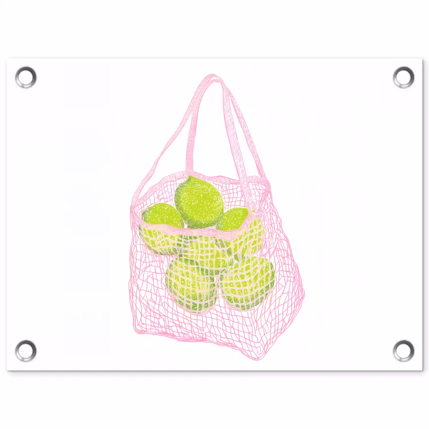 Netzakje - Roze - Illustratie - Limoenen tuinposter los doek klein -3d