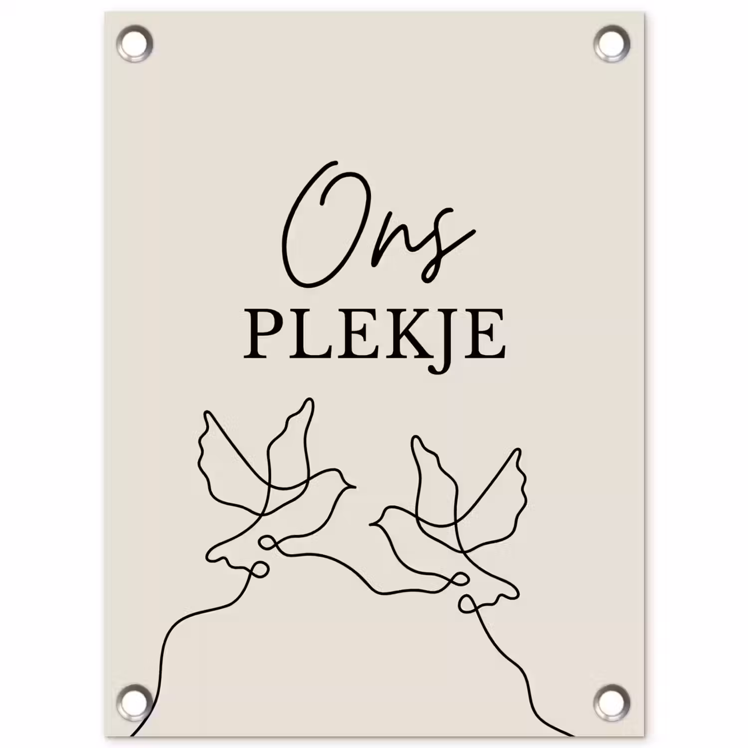 Ons Plekje met Vogels tuinposter los doek klein -3d