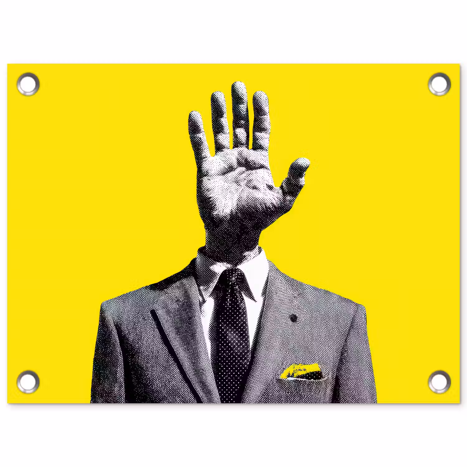 Pak - Hand - Geel tuinposter los doek klein -3d