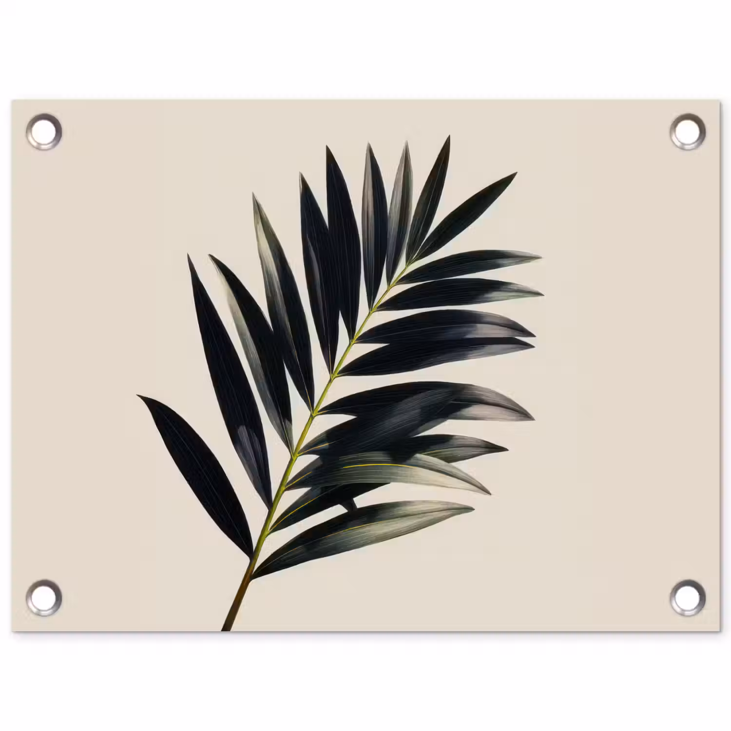 Palmblad - Subtiel - Groen - beige tuinposter los doek klein -3d