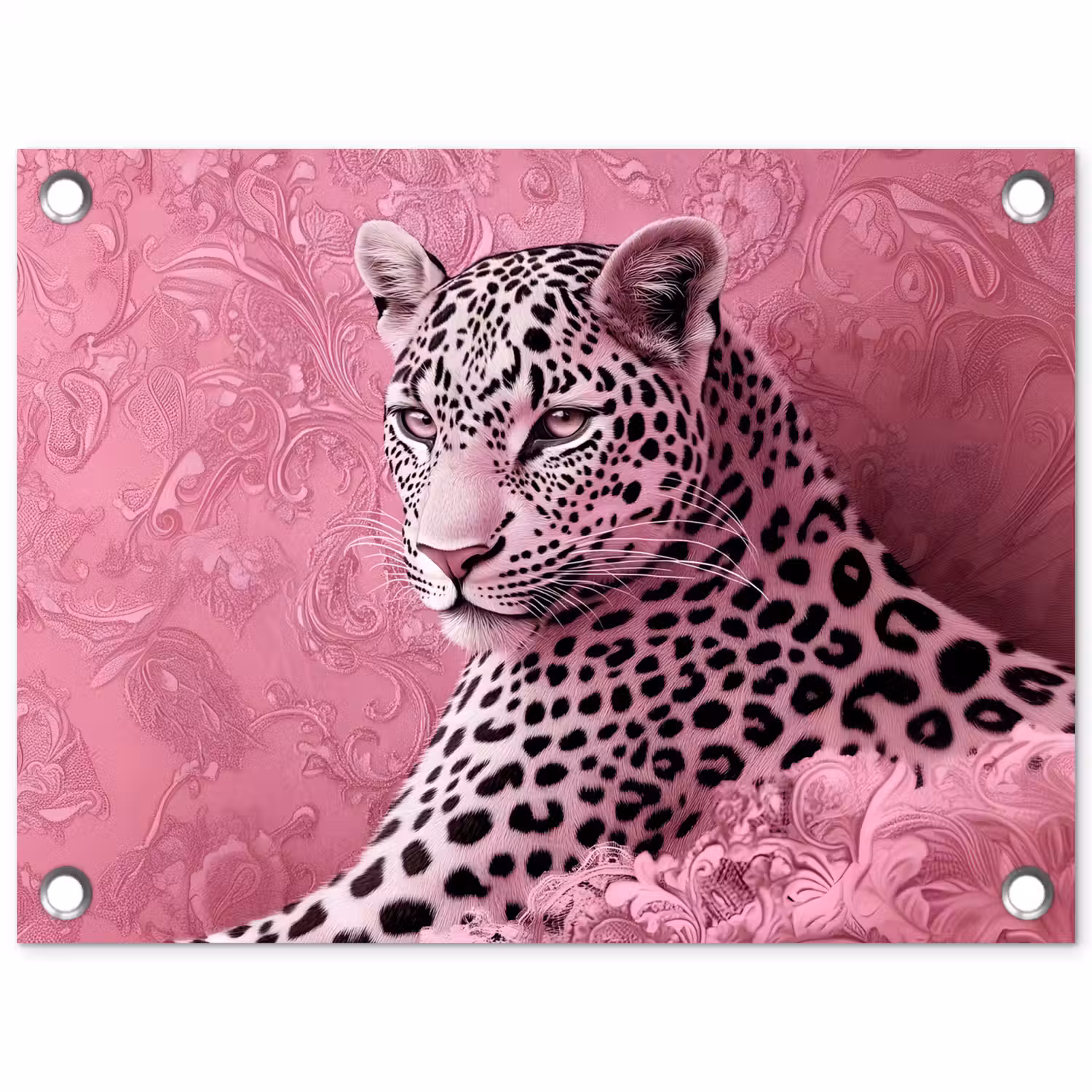 Panter - Luxe - Roze tuinposter los doek klein -3d