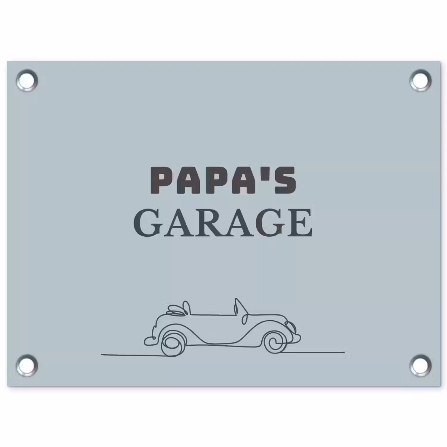 Papa's Garage met auto tuinposter los doek klein -3d