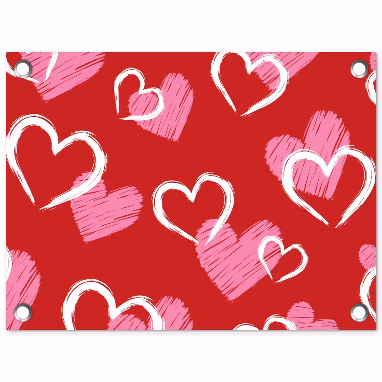 Patroon - Hartjes - Roze - Valentijn tuinposter los doek klein -3d