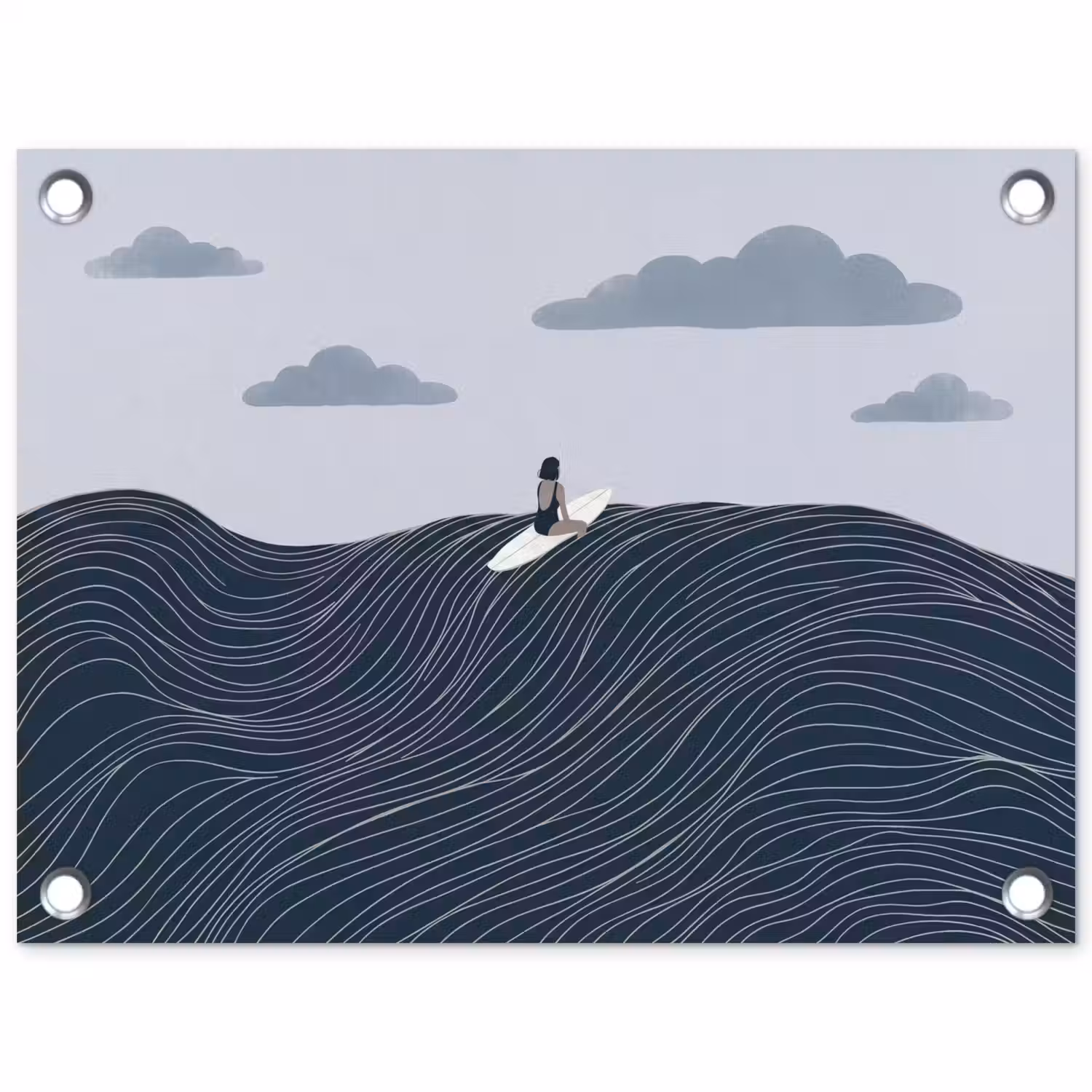 Persoon - Surfen - Oceaan - Natuur - Modern tuinposter los doek klein -3d