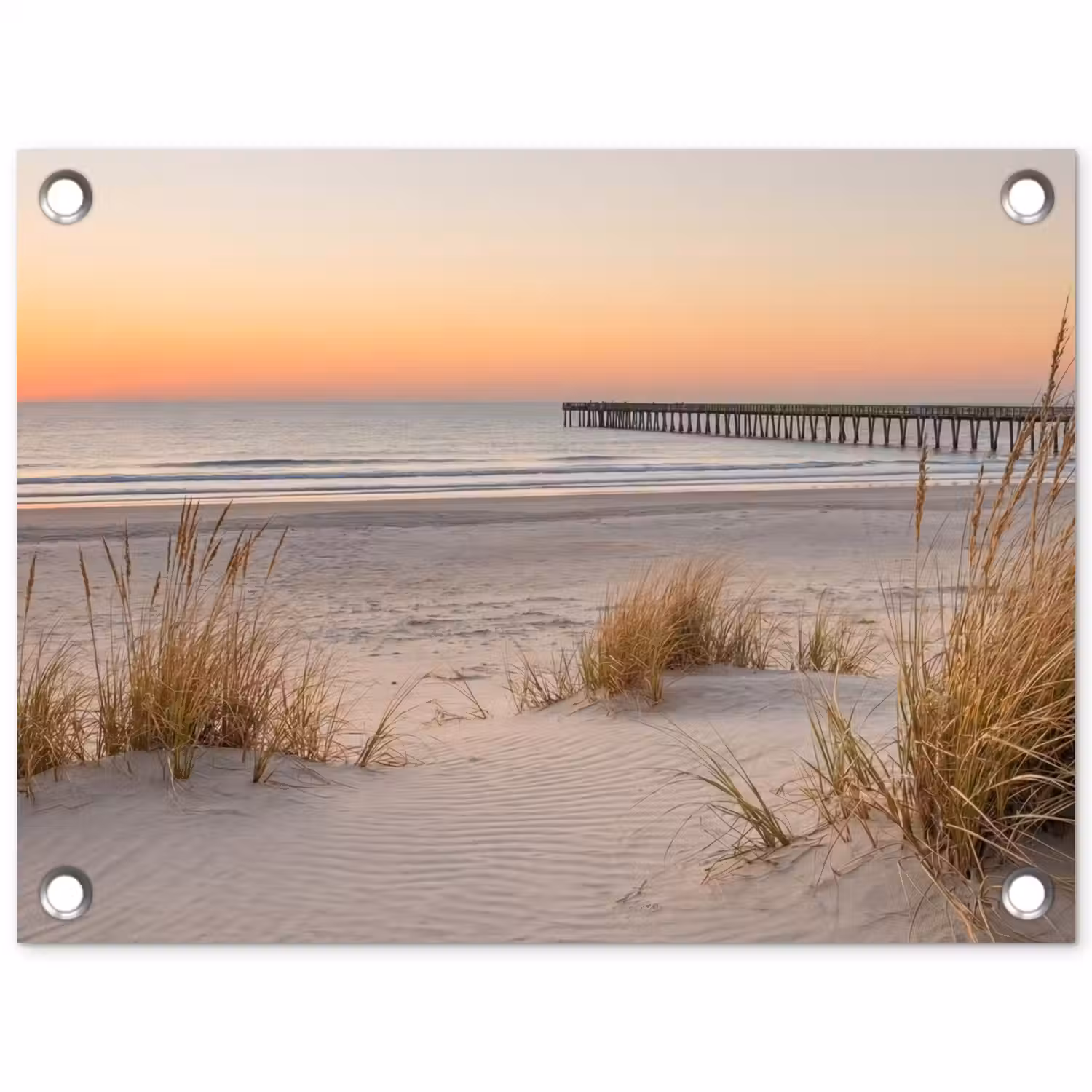 Pier - Zonsondergang - Strand tuinposter los doek klein -3d
