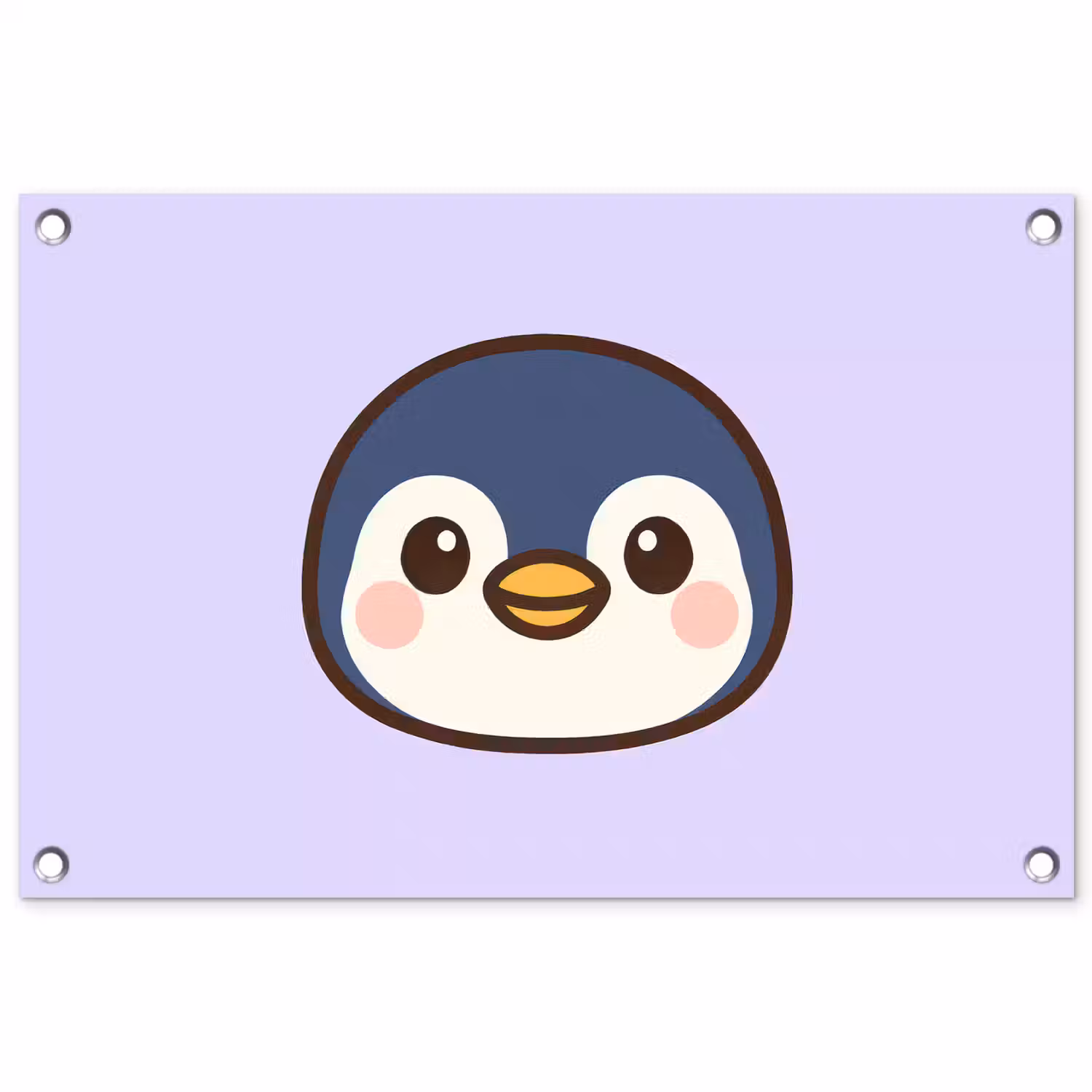 Pinguïn - Paars - Schattig tuinposter los doek klein -3d