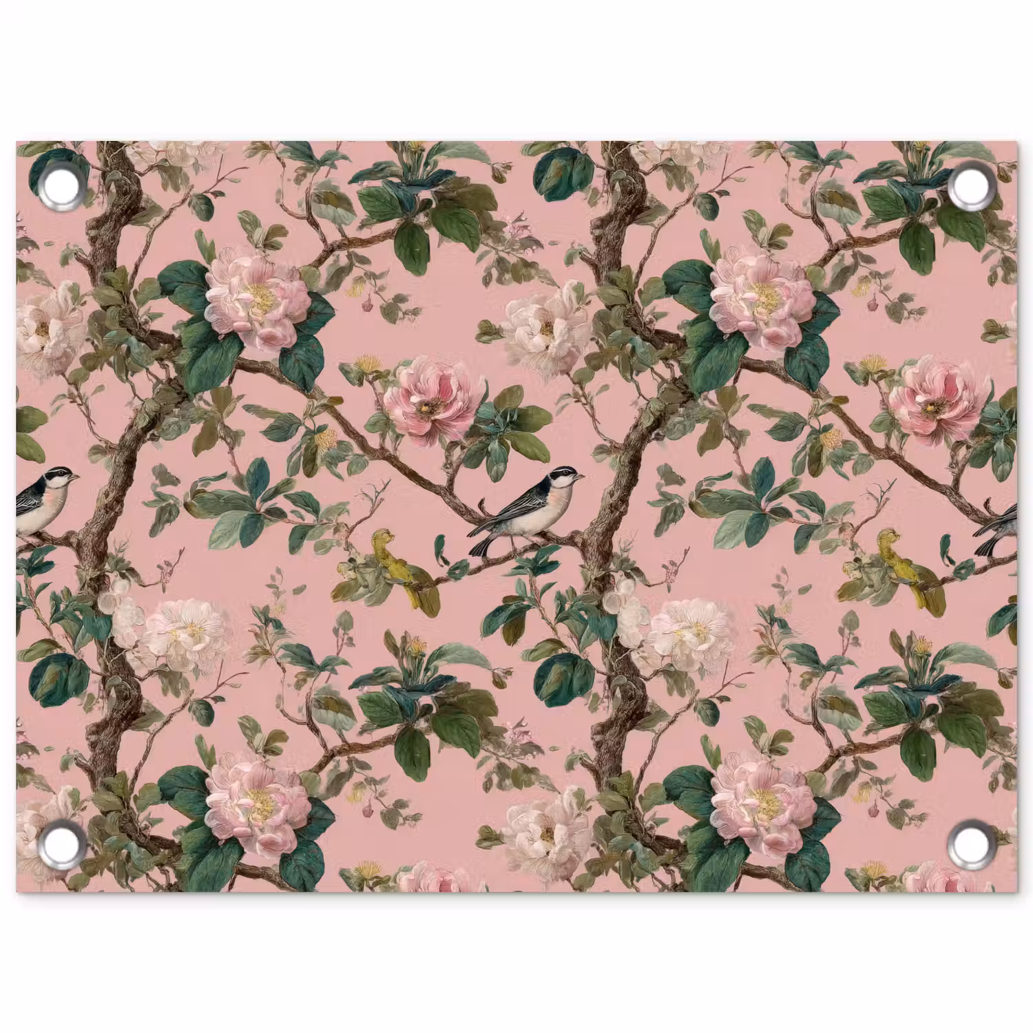 Pioenrozen - Botanisch - Vogel tuinposter los doek klein 239 -3d