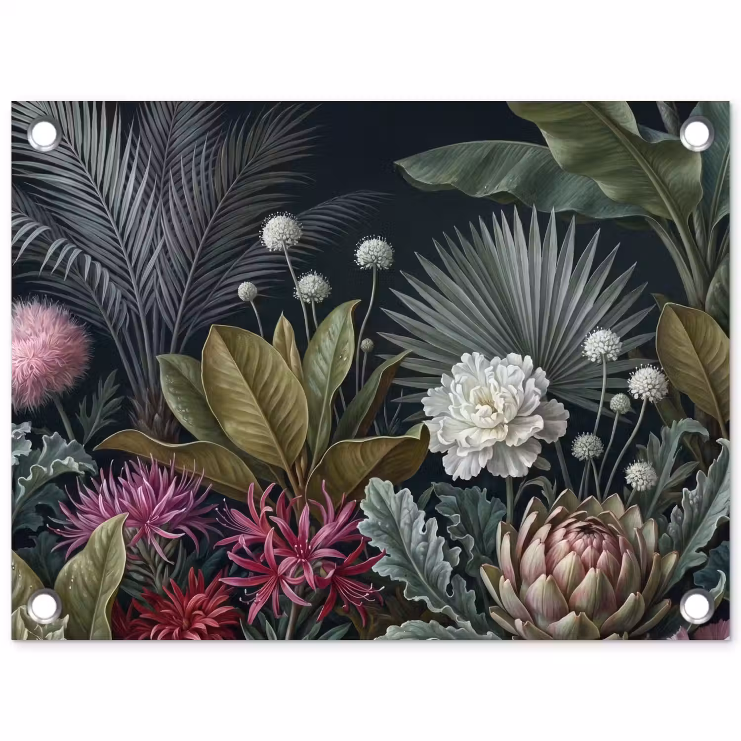 Planten - Tropisch - Botanisch - Donker - Groen tuinposter los doek klein -3d