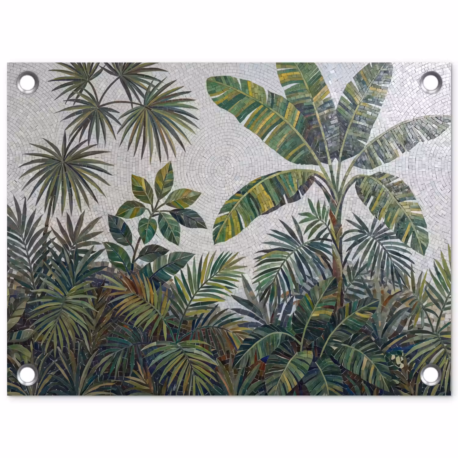 Planten - Tropisch - Mozaïek - Groen - Natuur tuinposter los doek klein -3d