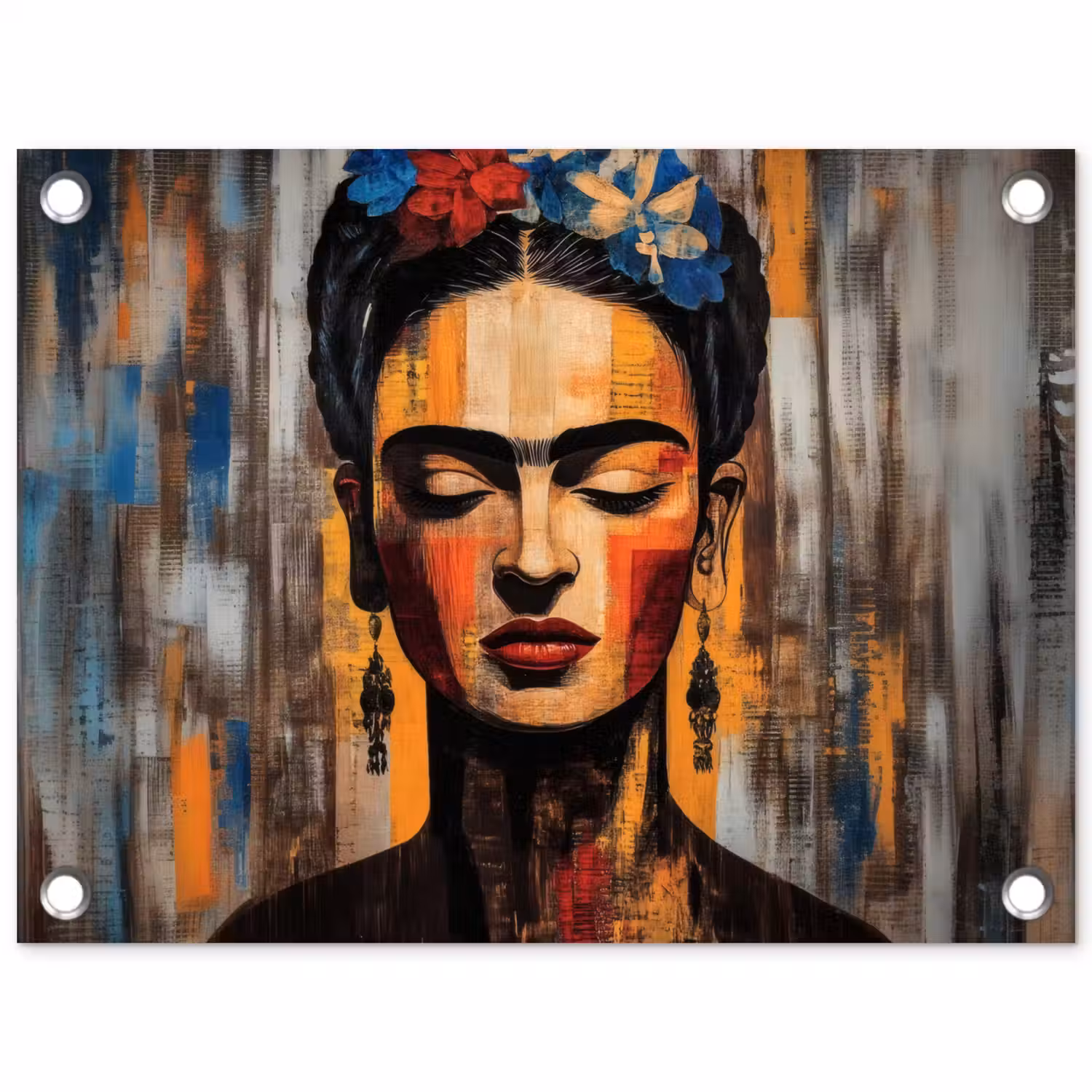 Portret - Vrouw - Bloemen tuinposter los doek klein -3d