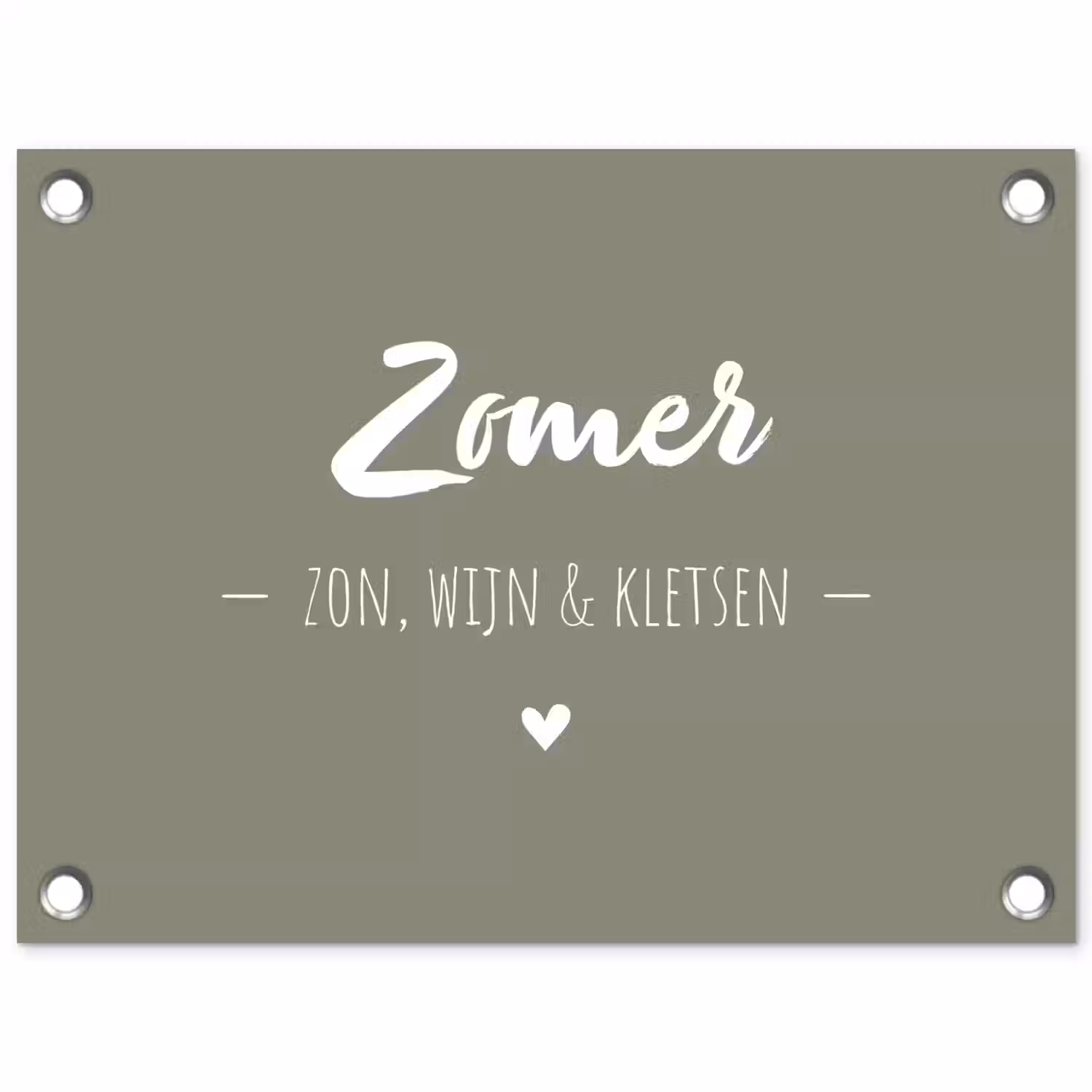 Quotes - Zomer, zon, wijn & kletsen - Tekst - Zomer tuinposter los doek klein -3d