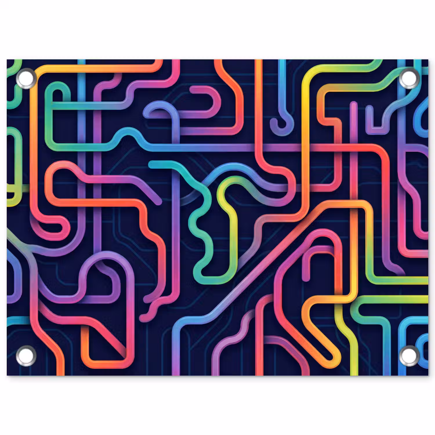 Retro - Abstract - Neon tuinposter los doek klein -3d