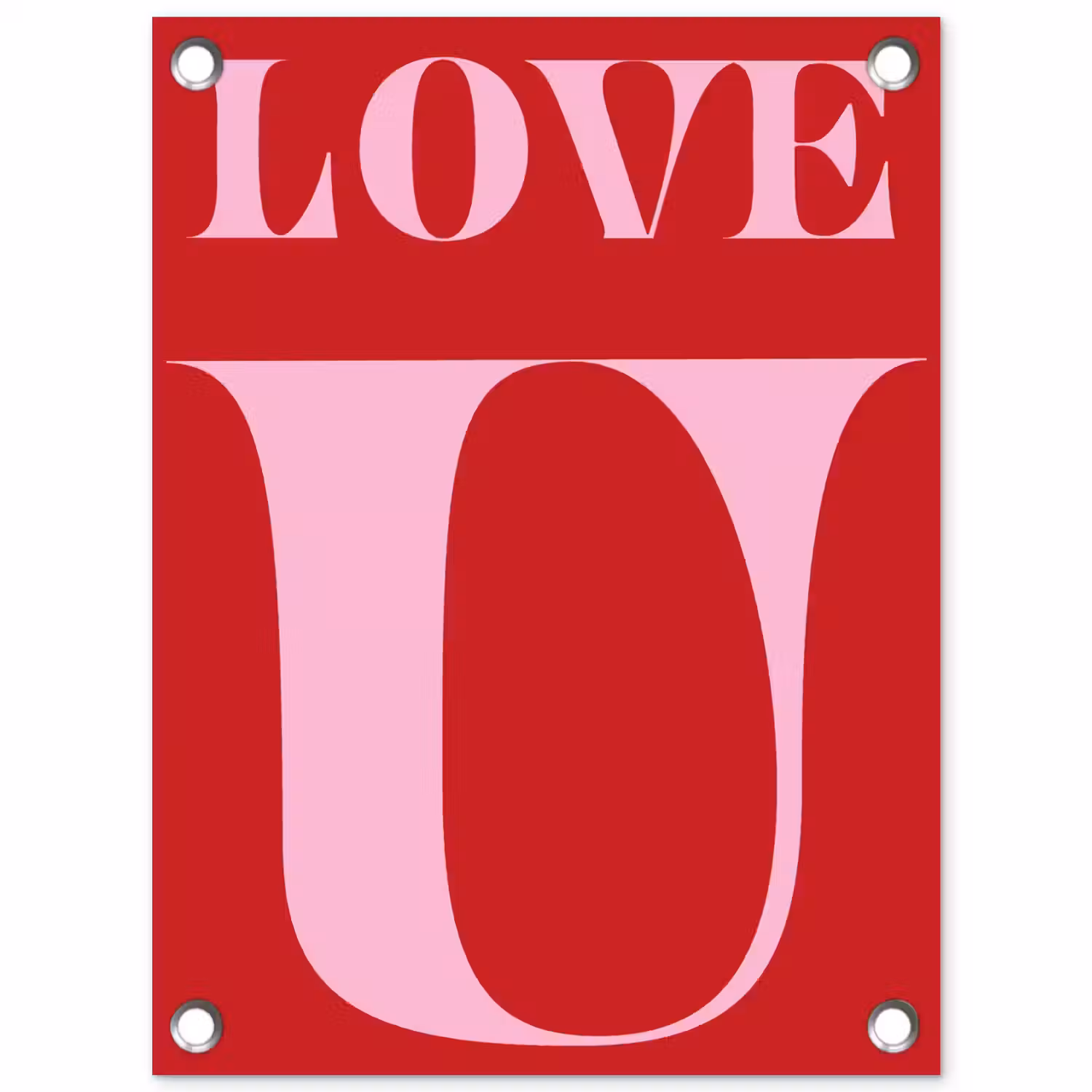 Rood - Love - Valentijn - Roze tuinposter los doek klein -3d