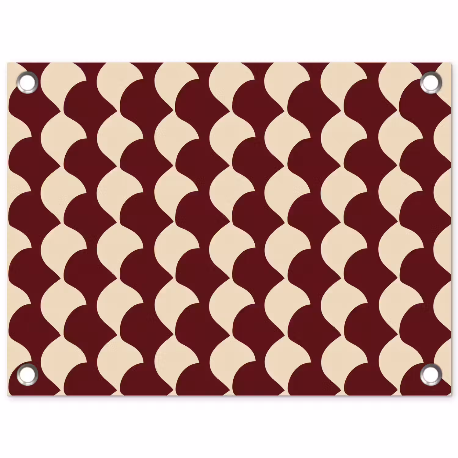 Rood - Tegelpatroon - Crème tuinposter los doek klein 239 -3d