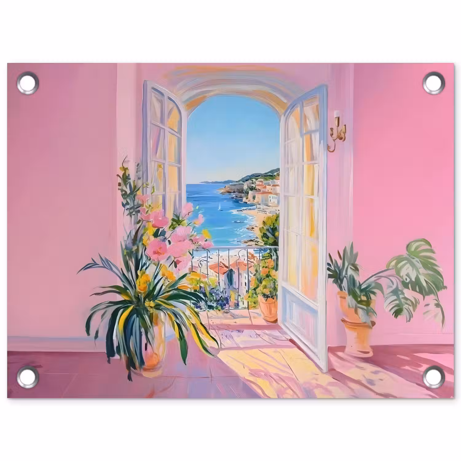 Roze - Buiten - Verf tuinposter los doek klein -3d