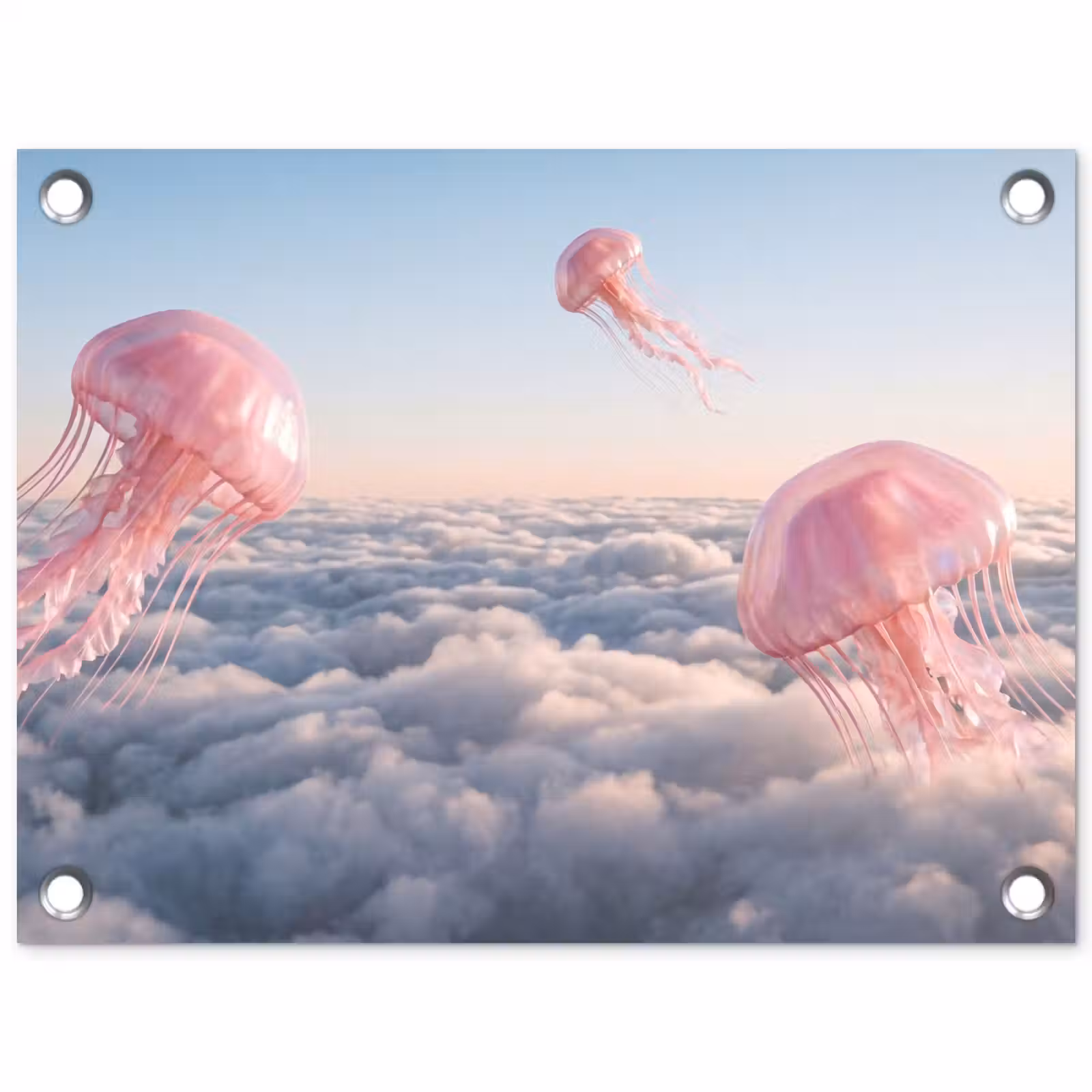 Tuinposter - Roze dier - Wolken - Roze dier - Wolken tuinposter los doek klein