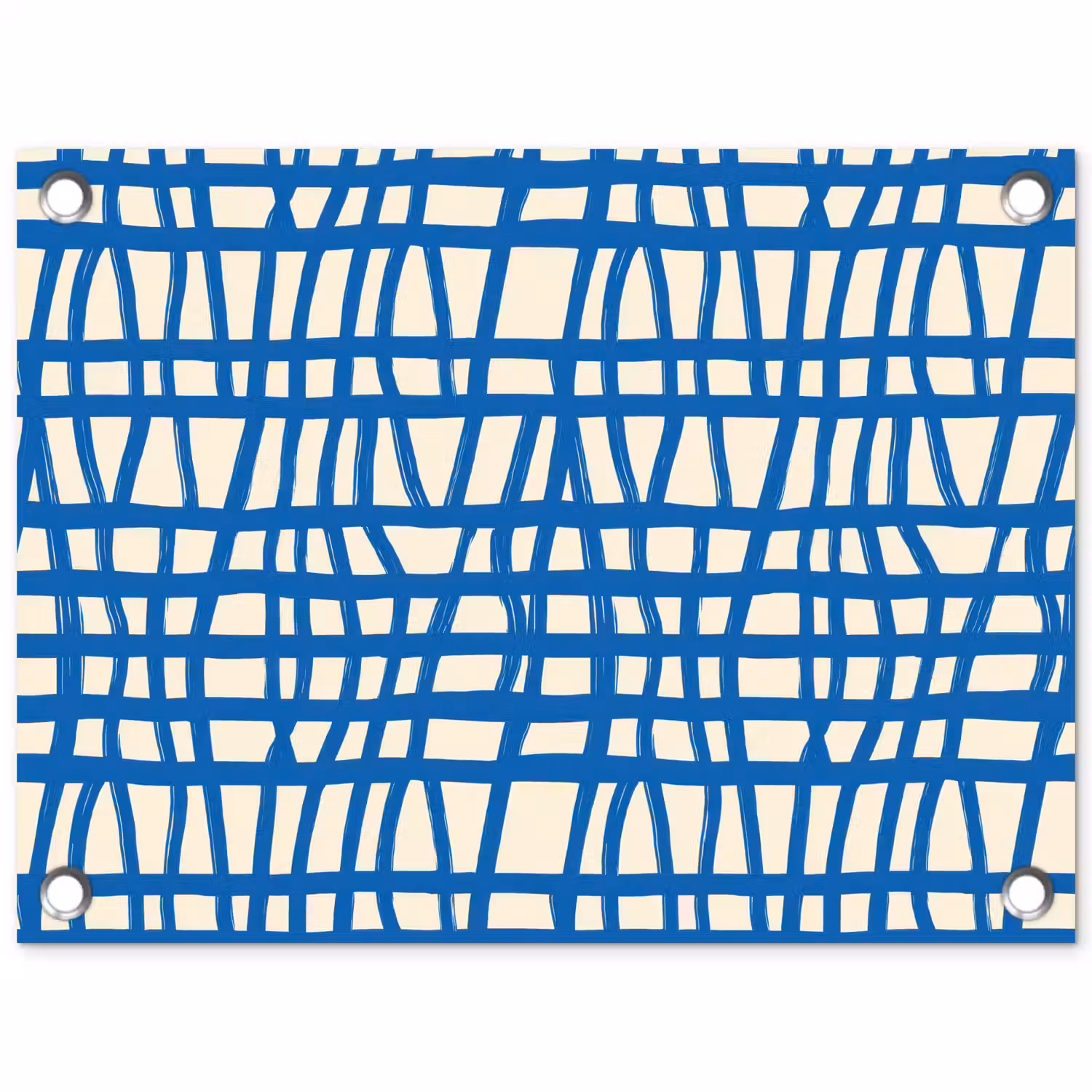 Ruitpatroon - Blauw - Crème tuinposter los doek klein 239 -3d