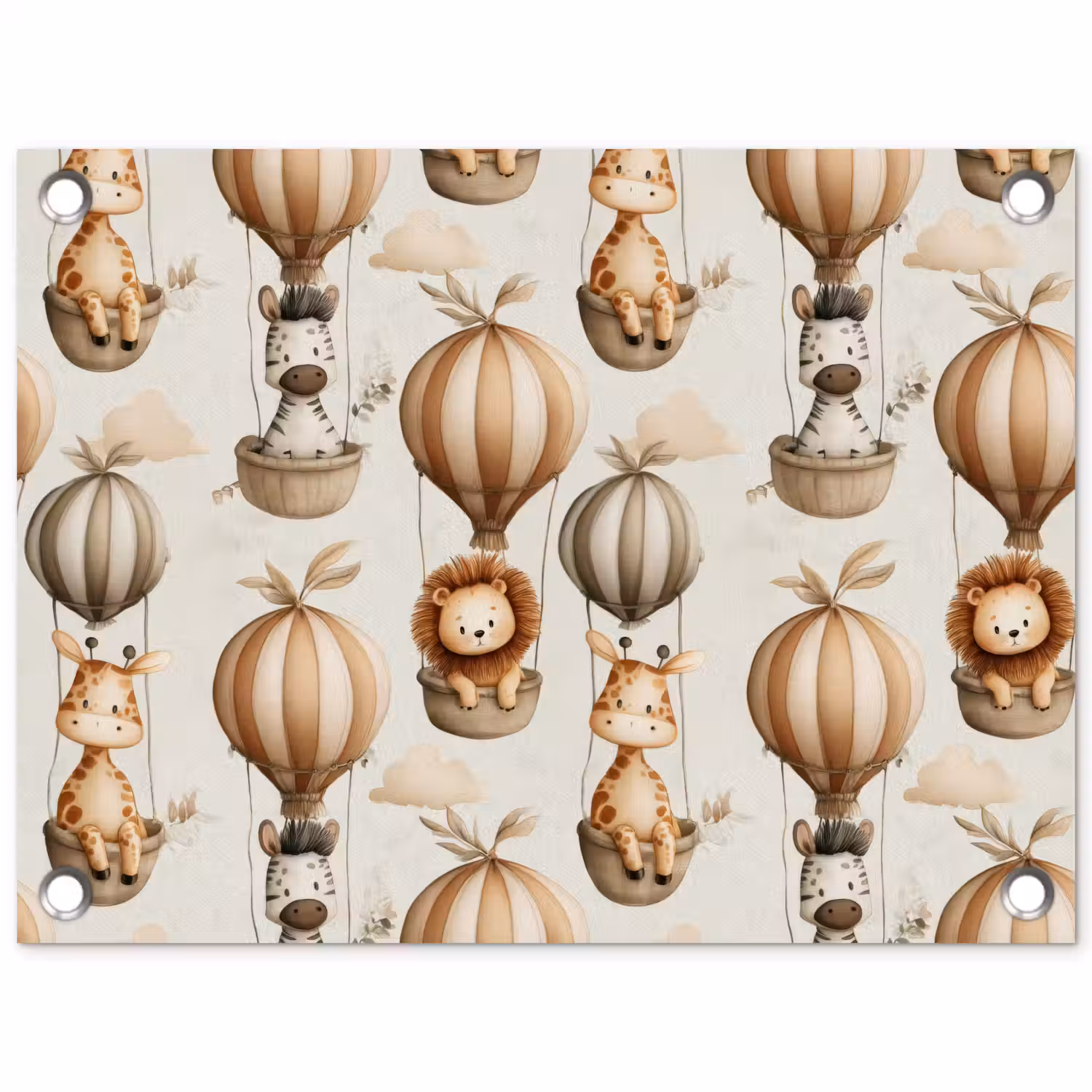 Safari - Luchtballonen - Taupe tuinposter los doek klein 239 -3d