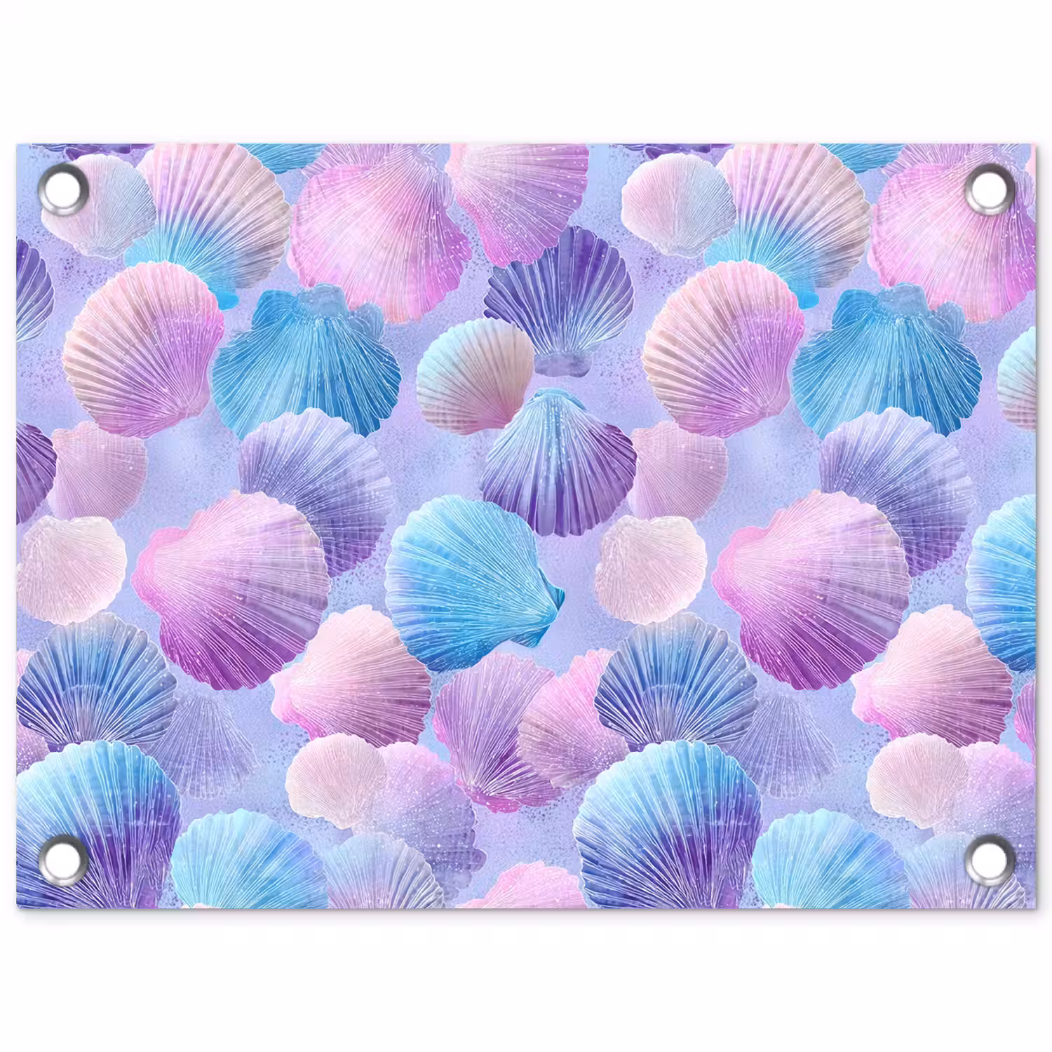 Schelpen - Paars - Blauw - Patroon tuinposter los doek klein -3d