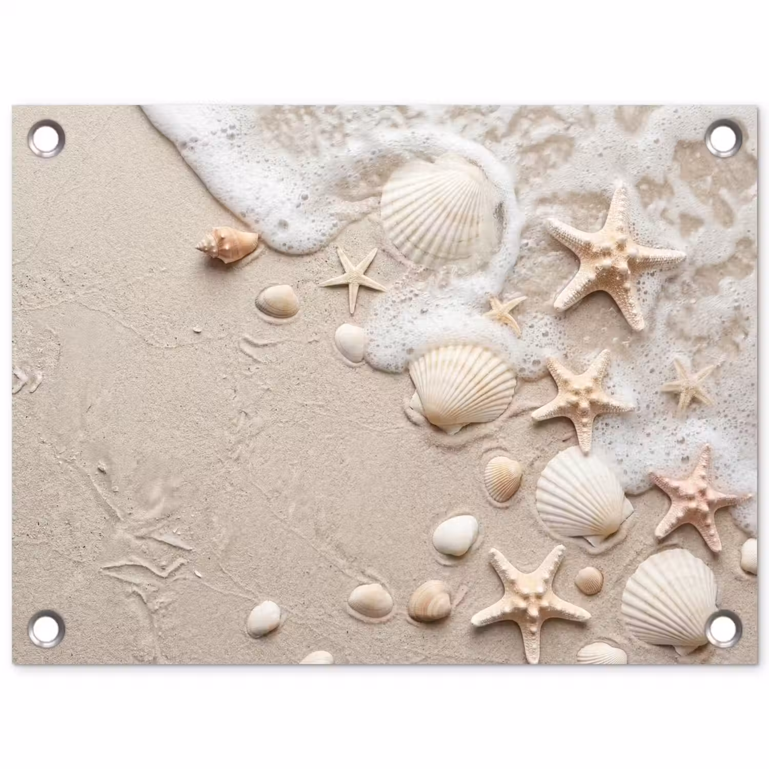 Schelpen - Zeesterren - Strand tuinposter los doek klein -3d