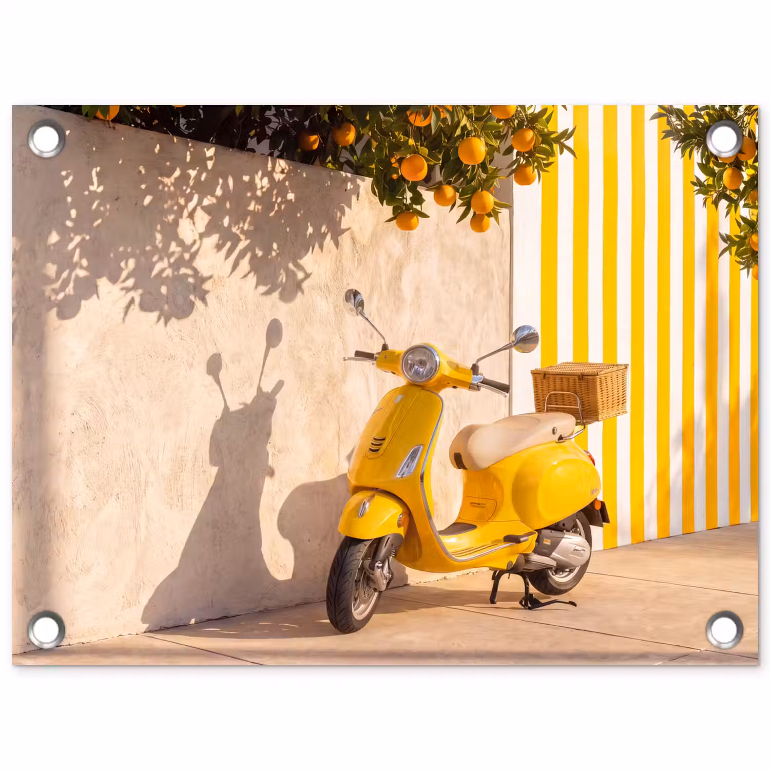 Scooter - Natuur - Zomer - Geel - Mediterraan tuinposter los doek klein -3d