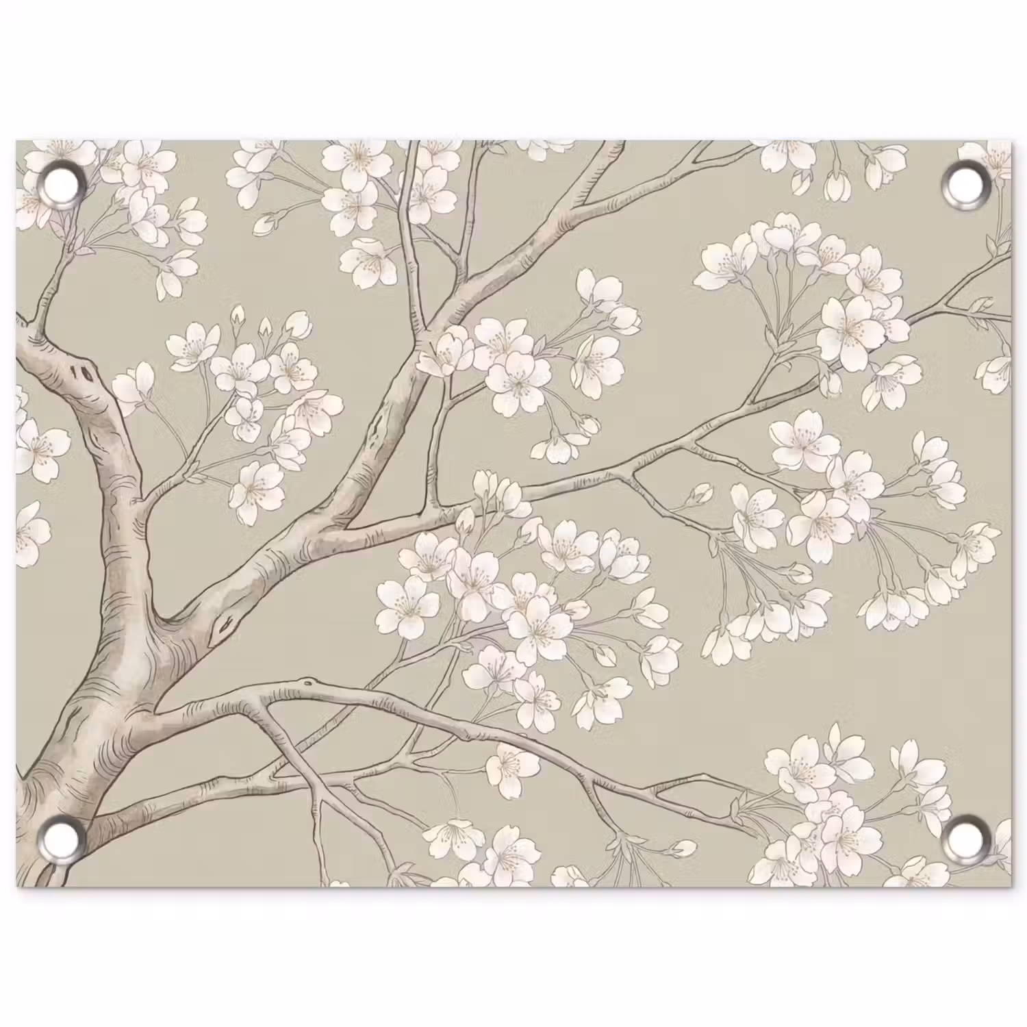 Sereen - Bloesem - Wit tuinposter los doek klein -3d