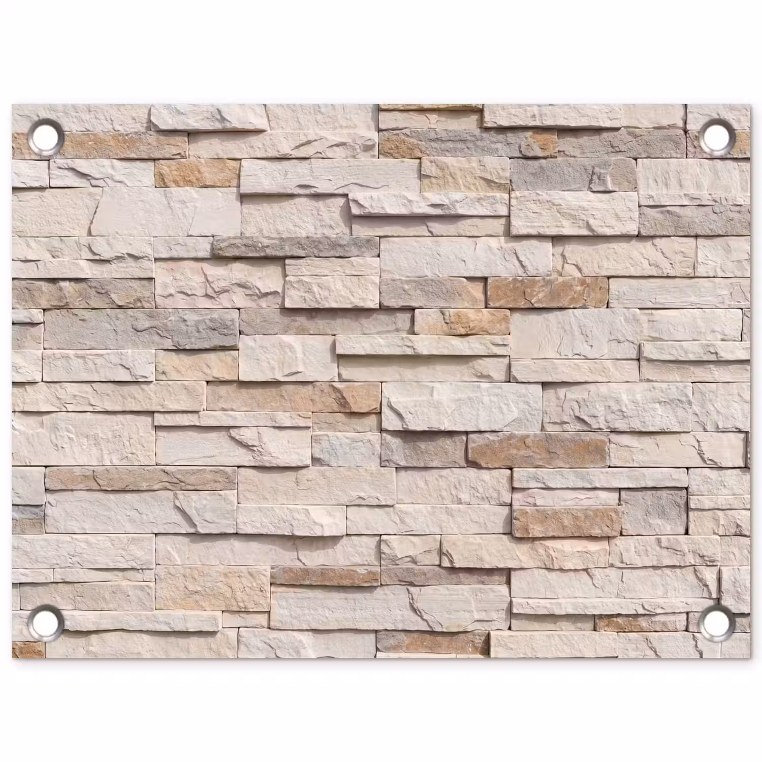 Steen - Muur - Textuur - Rustiek - Beige tuinposter los doek klein -3d