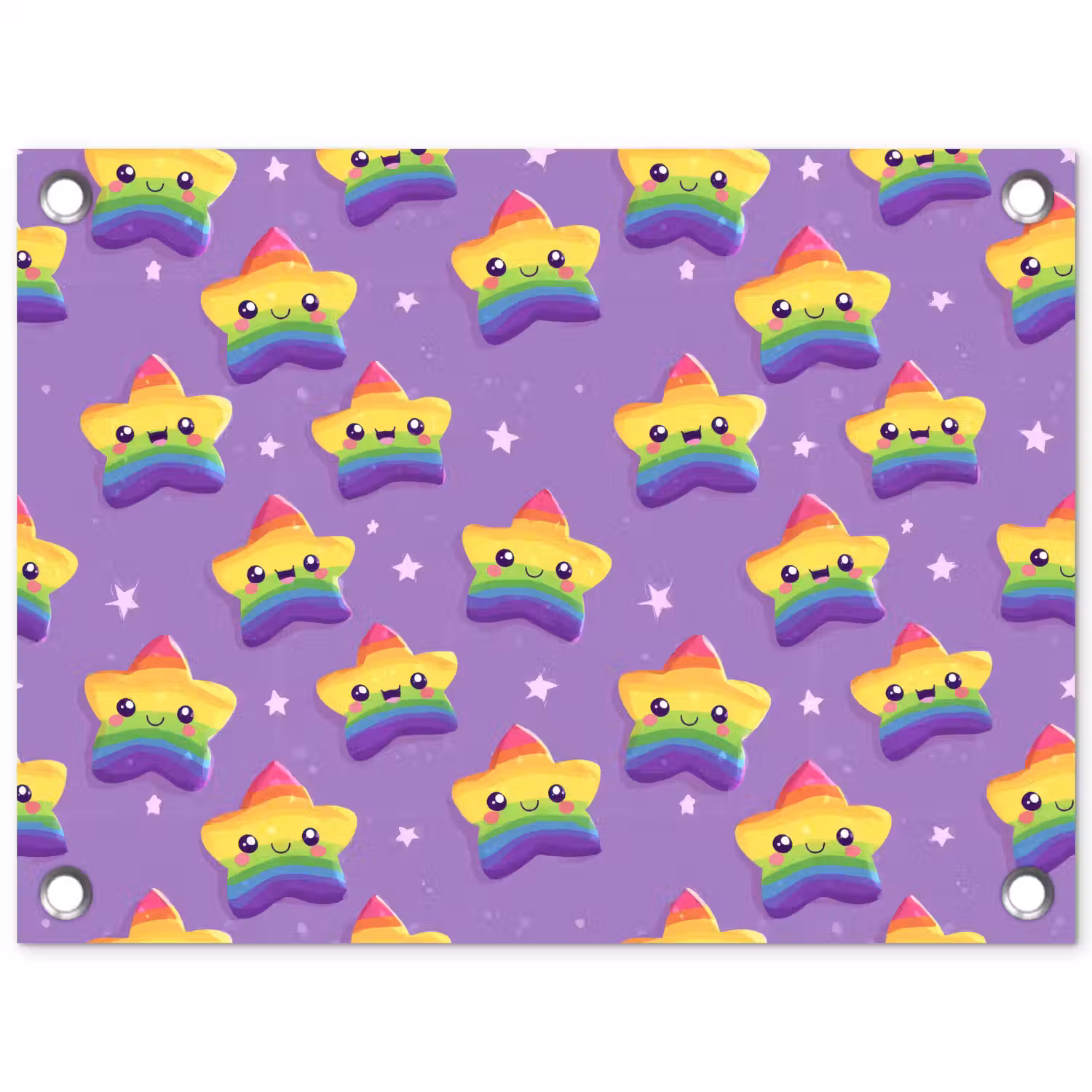 Sterren - Regenboog - Paars tuinposter los doek klein 239 -3d
