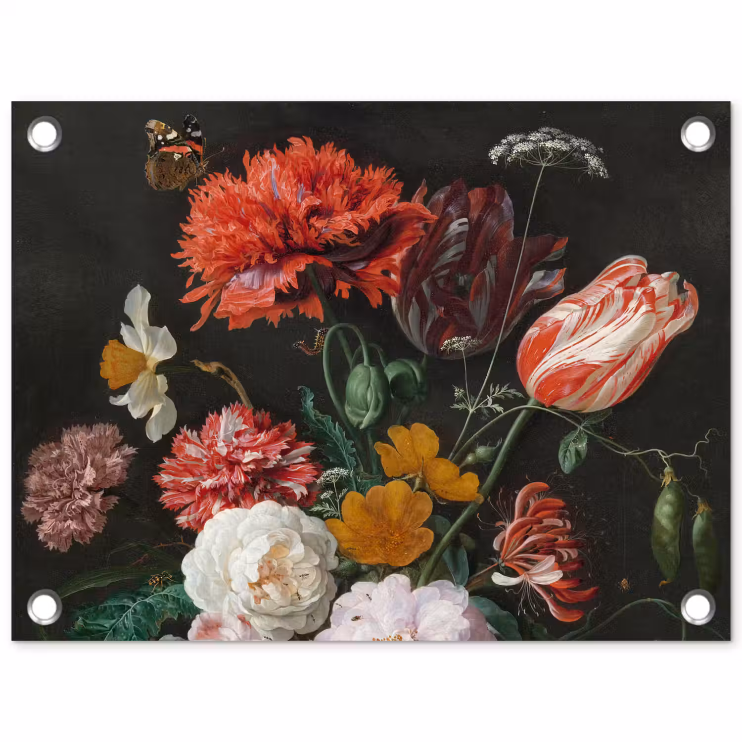 Stilleven met bloemen in een glazen vaas - Schilderij van Jan Davidsz. de Heem tuinposter los doek klein -3d