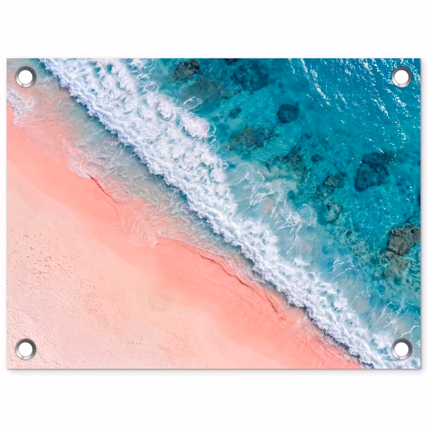 Strand - Oceaan - Golven - Roze Zand - Natuur tuinposter los doek klein -3d