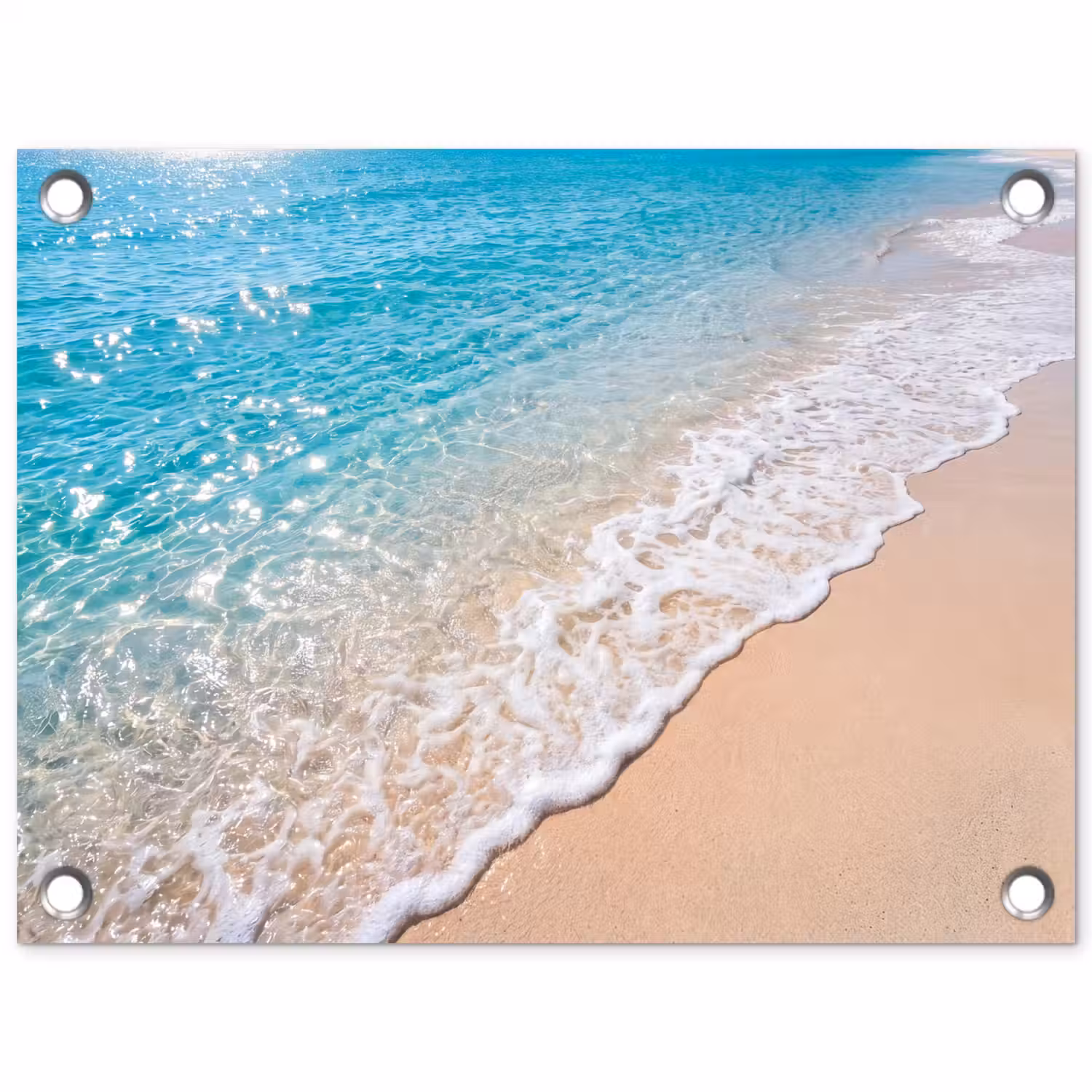 Strand - Water - Natuur - Blauw - Beige tuinposter los doek klein -3d